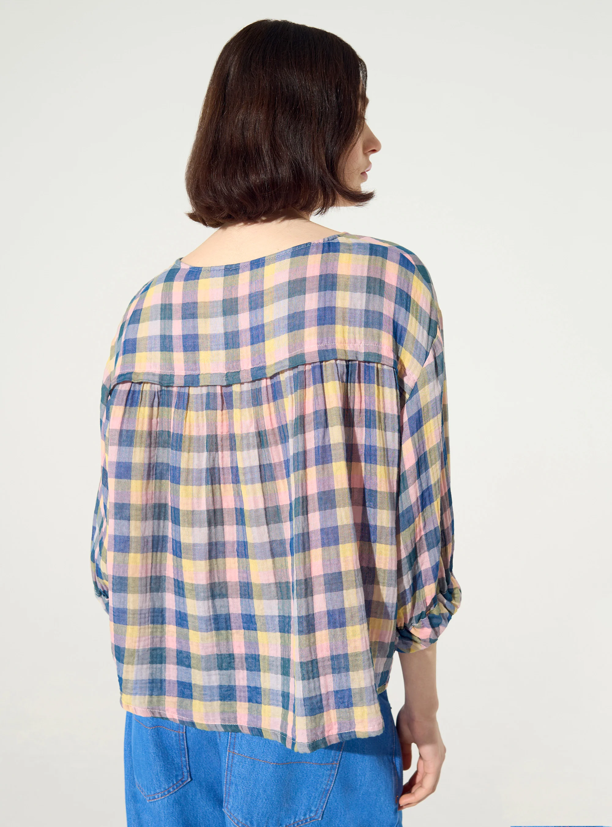 Blouse oversize en coton bleu - Image 5