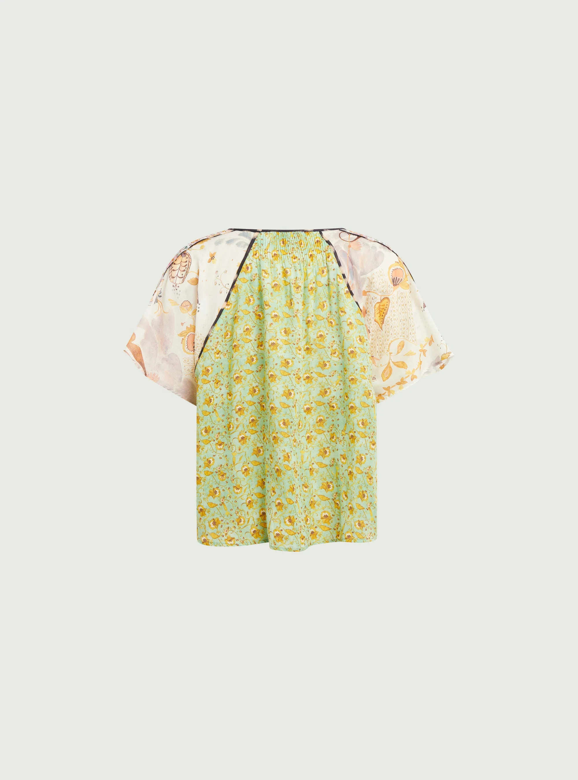 Blouse oversize plissée imprimée vert - Image 2