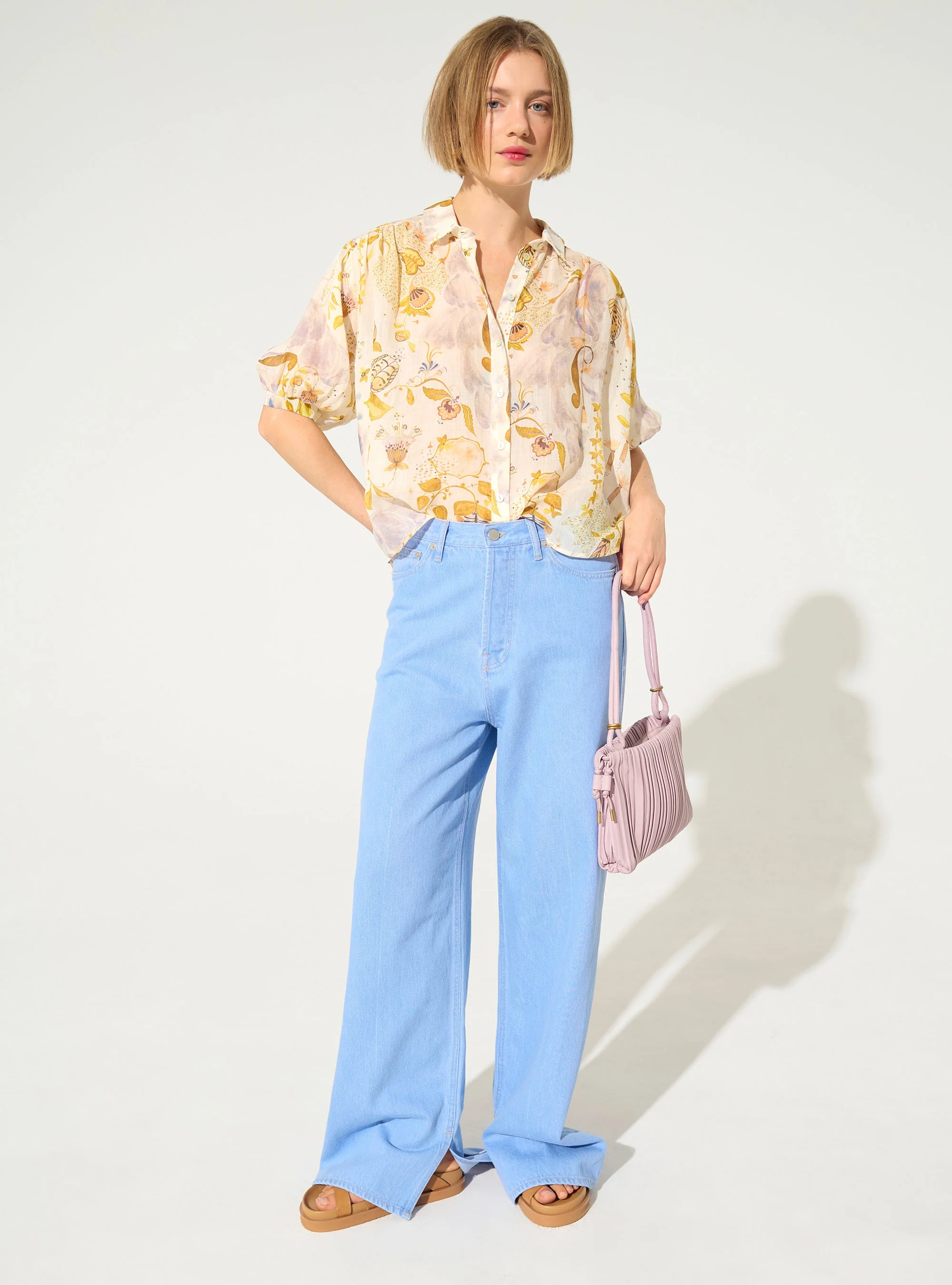 Blouse oversize xxl plissée imprimée blanc - Image 3