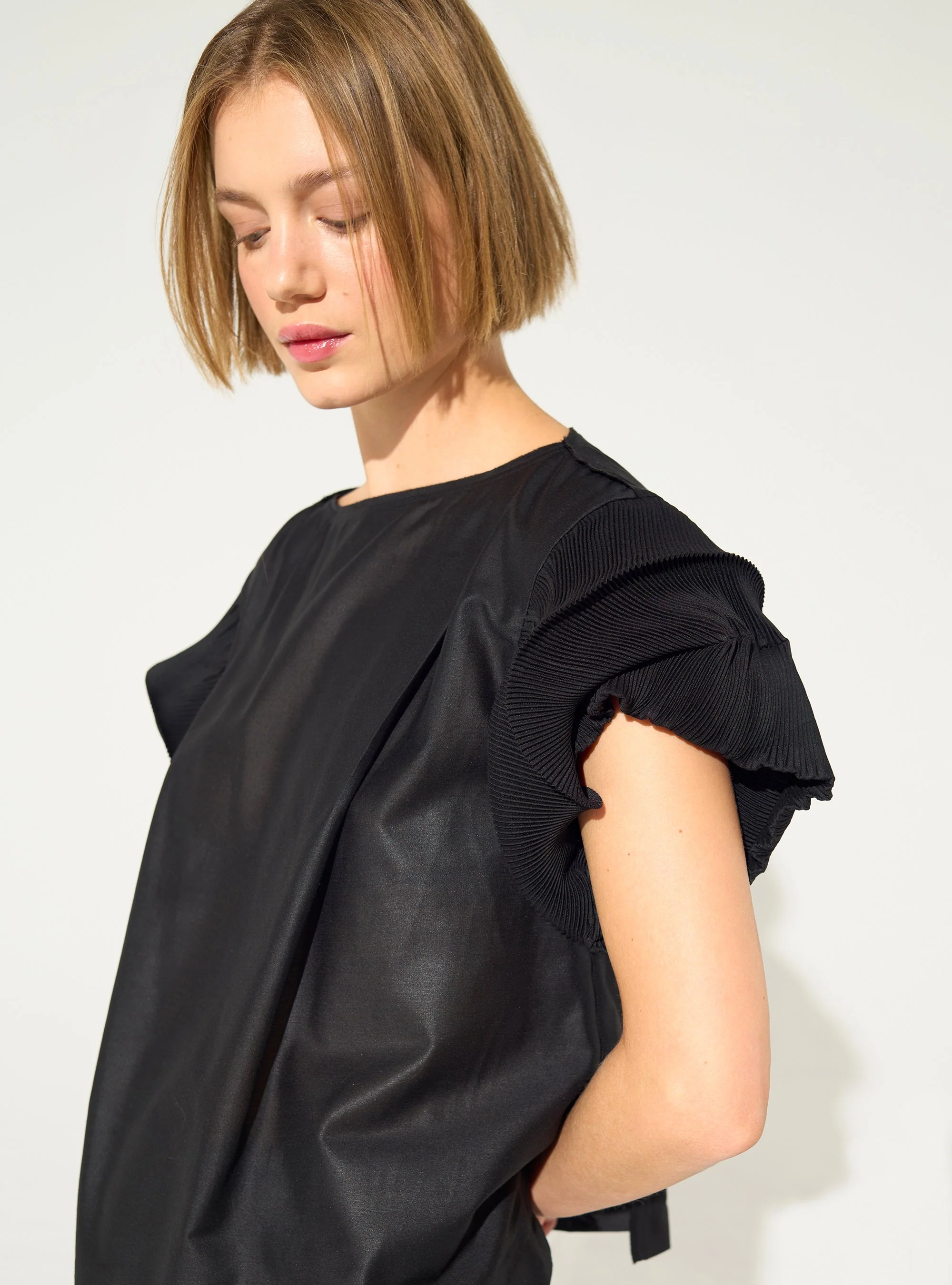 Blouse plissée noir