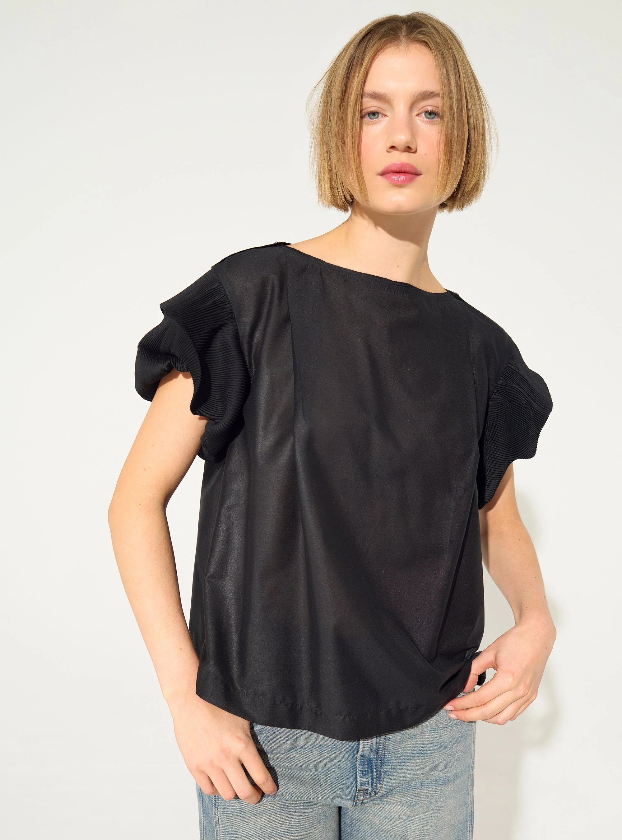 Blouse plissée noir - Image 2