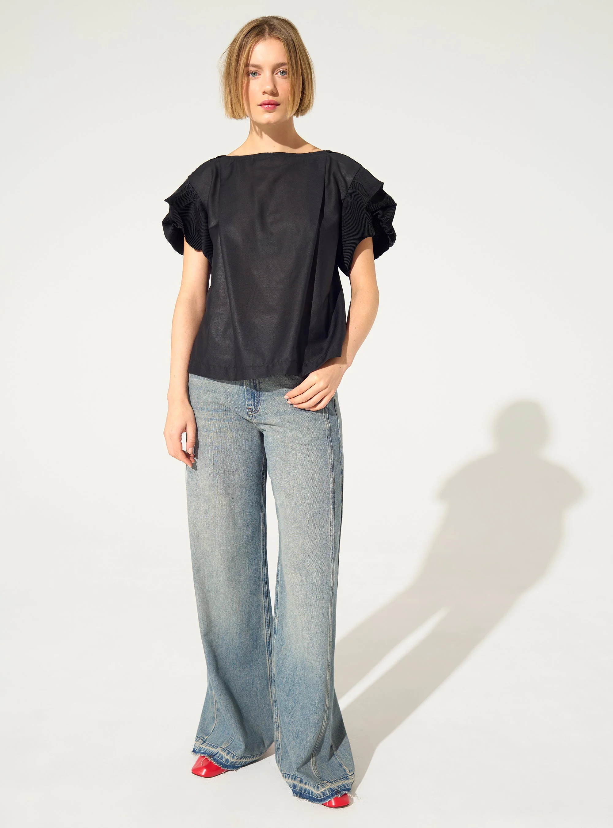 Blouse plissée noir - Image 3