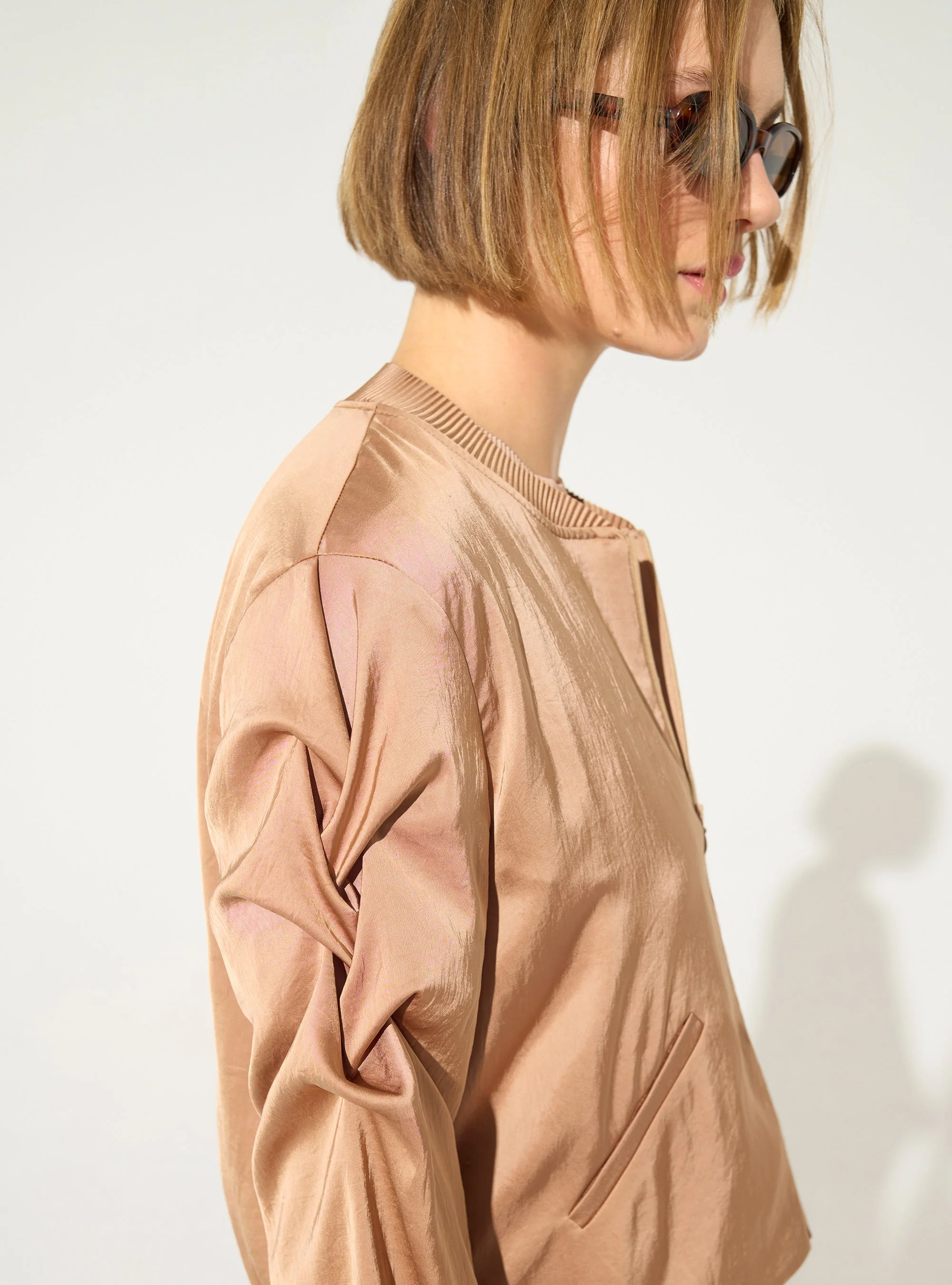 Blouson droit plissé rose - Image 4