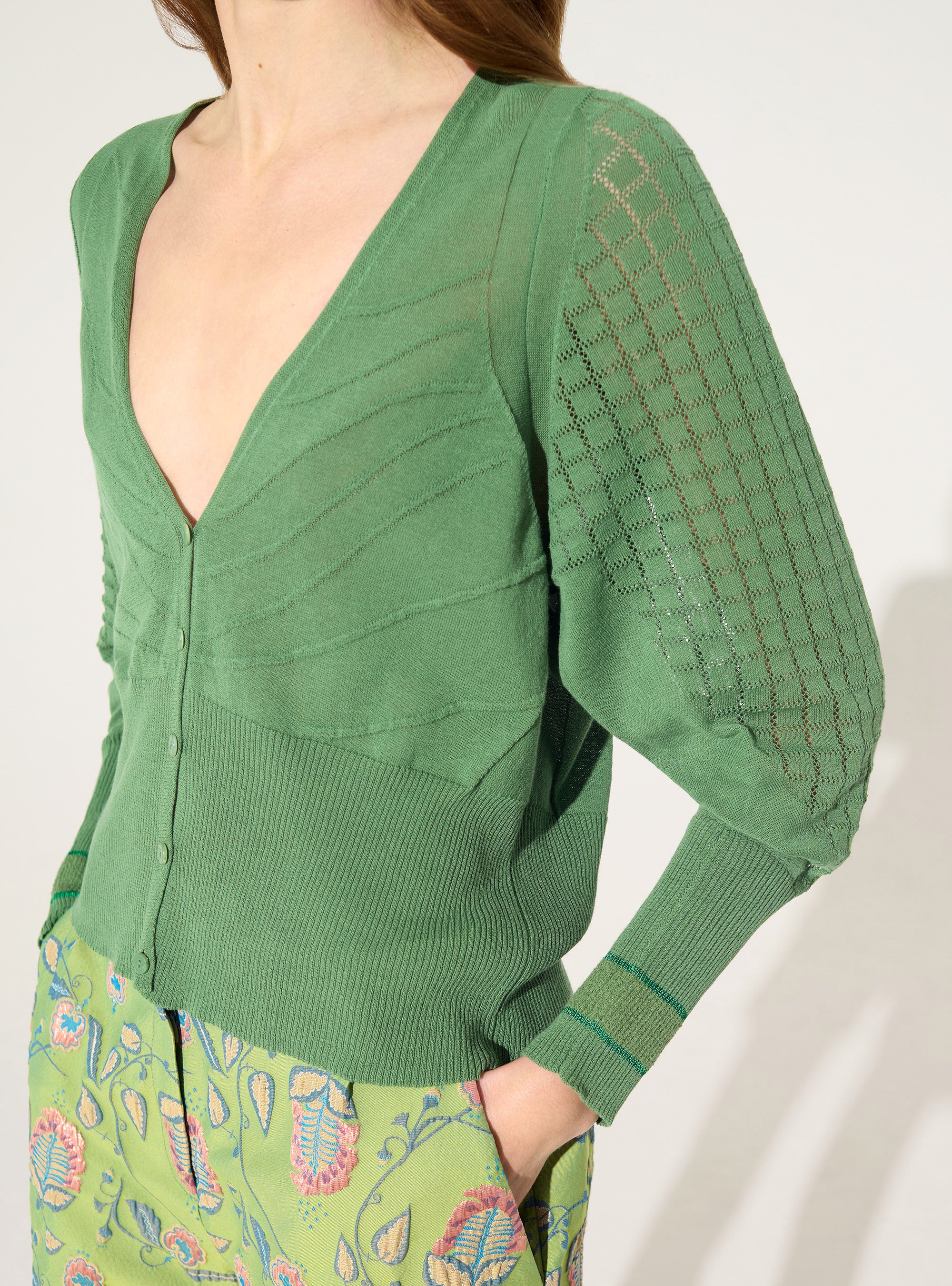 Cardigan en coton vert - Image 3