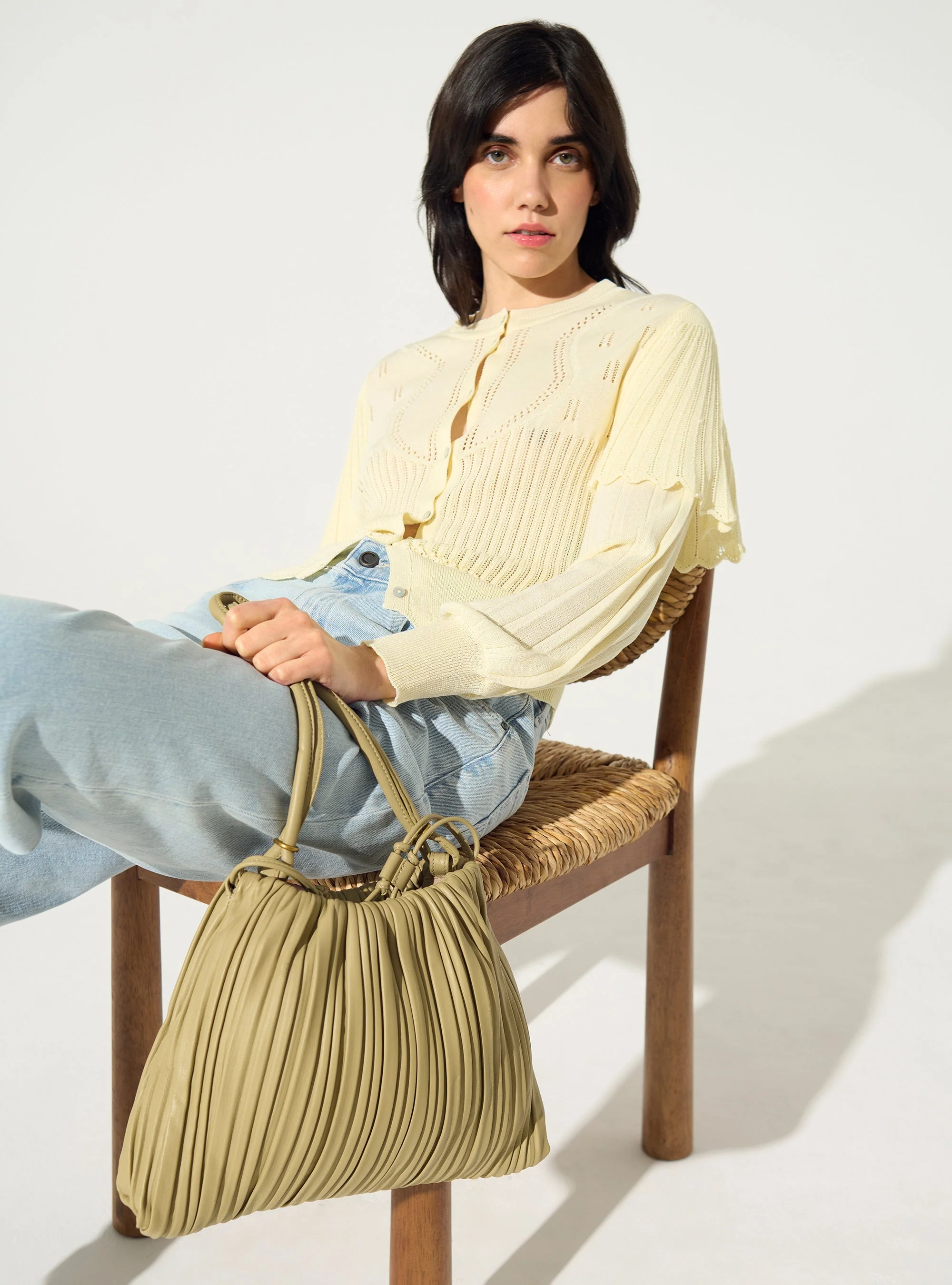 Cardigan plissé écru - Image 2