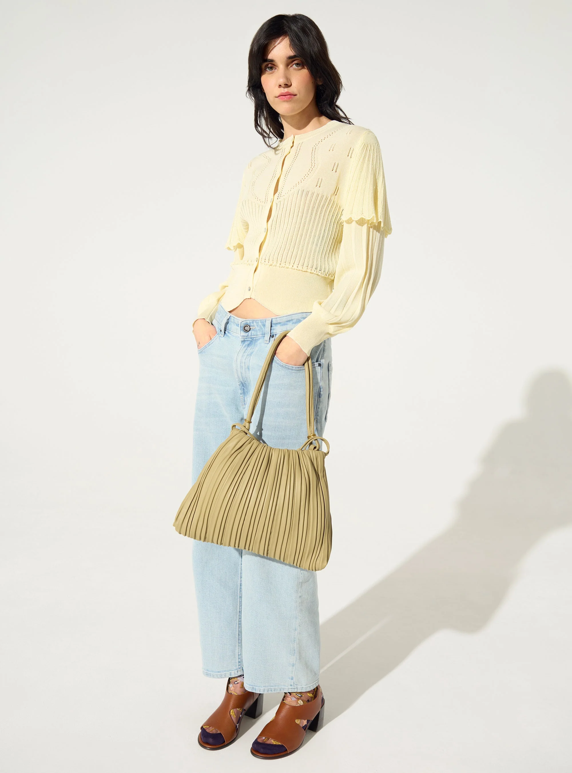 Cardigan plissé écru - Image 3