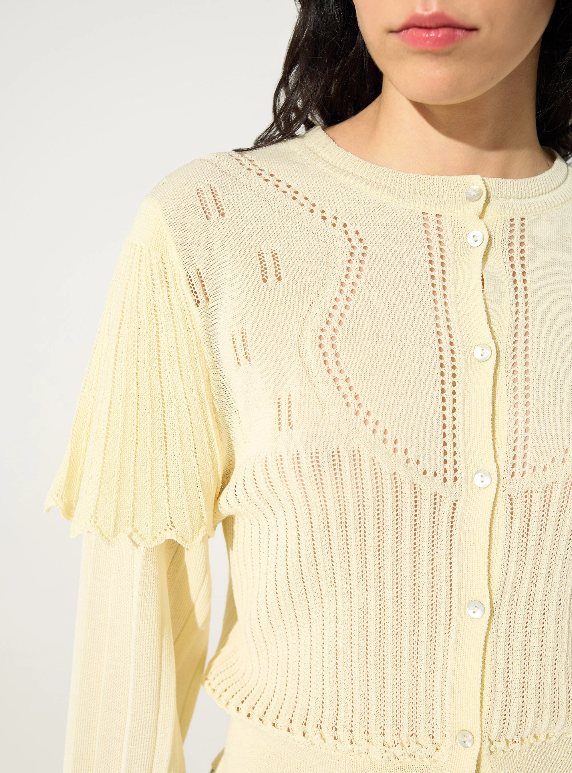 Cardigan plissé écru - Image 4