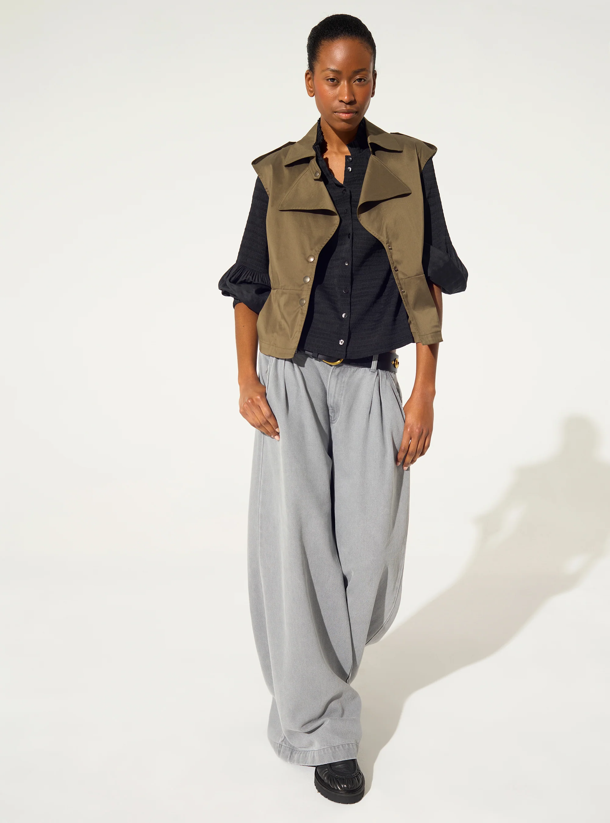 Chemise en coton kaki - Image 3
