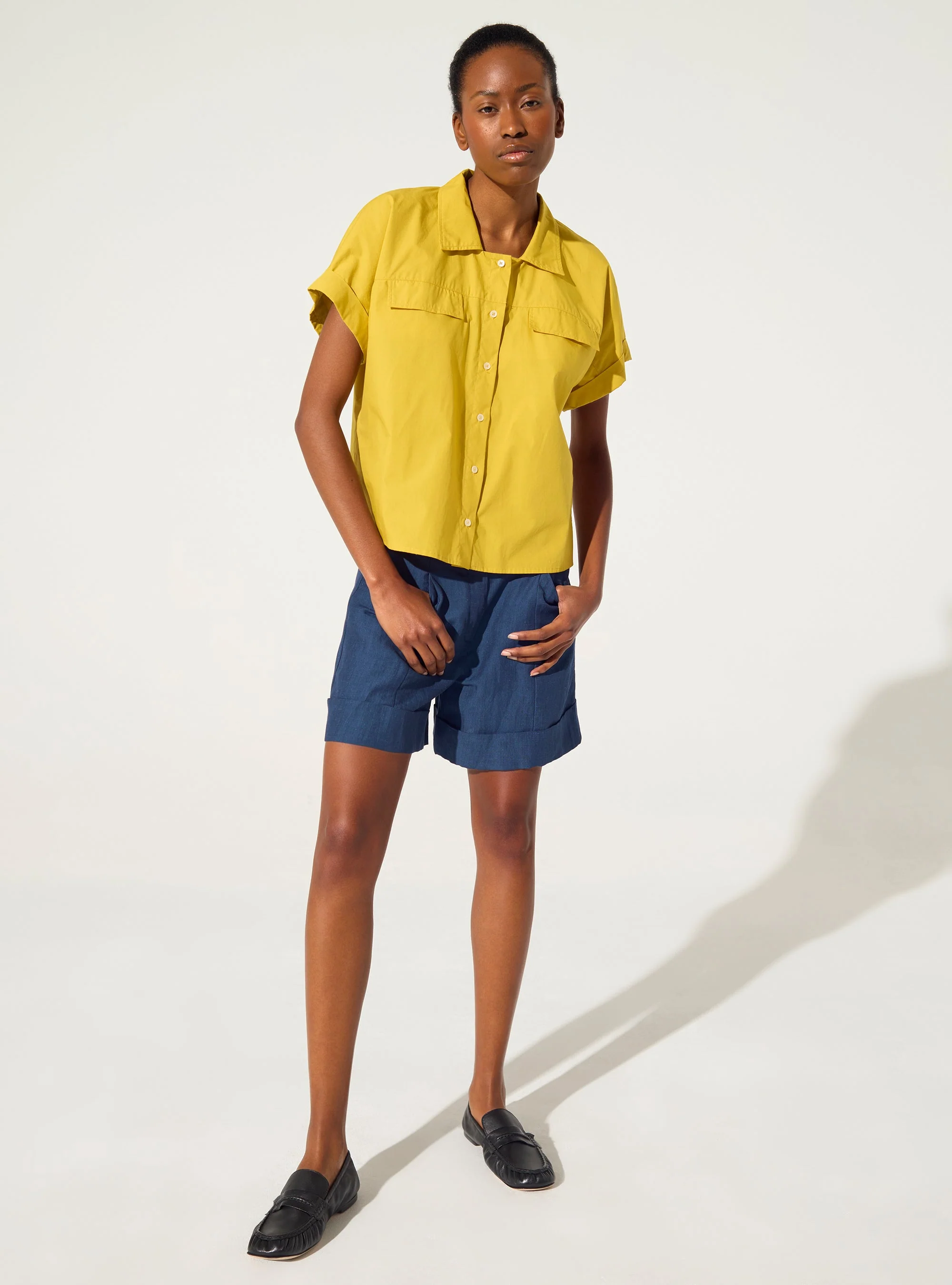 Chemise oversize en coton biologique jaune
