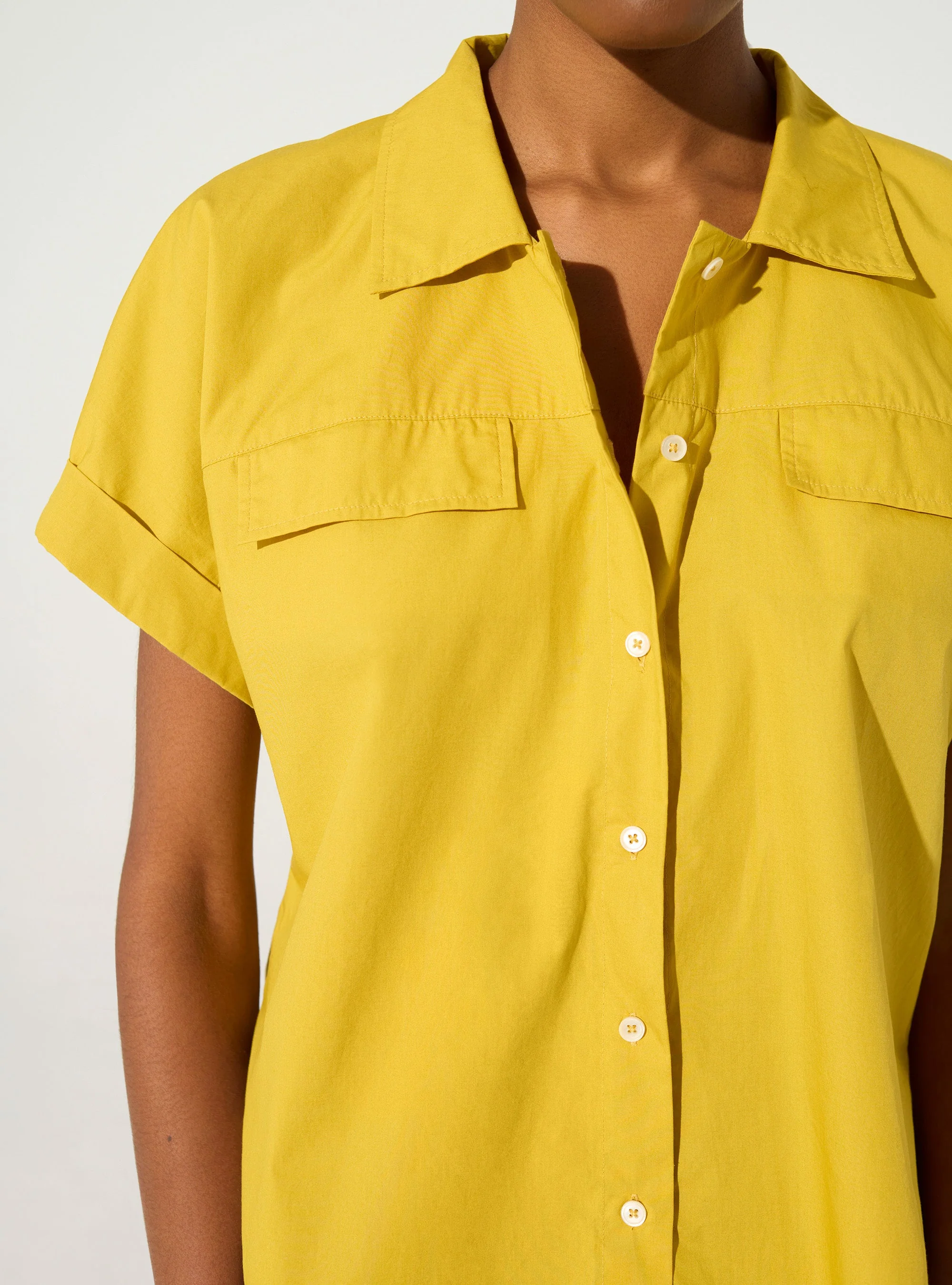 Chemise oversize en coton biologique jaune - Image 3