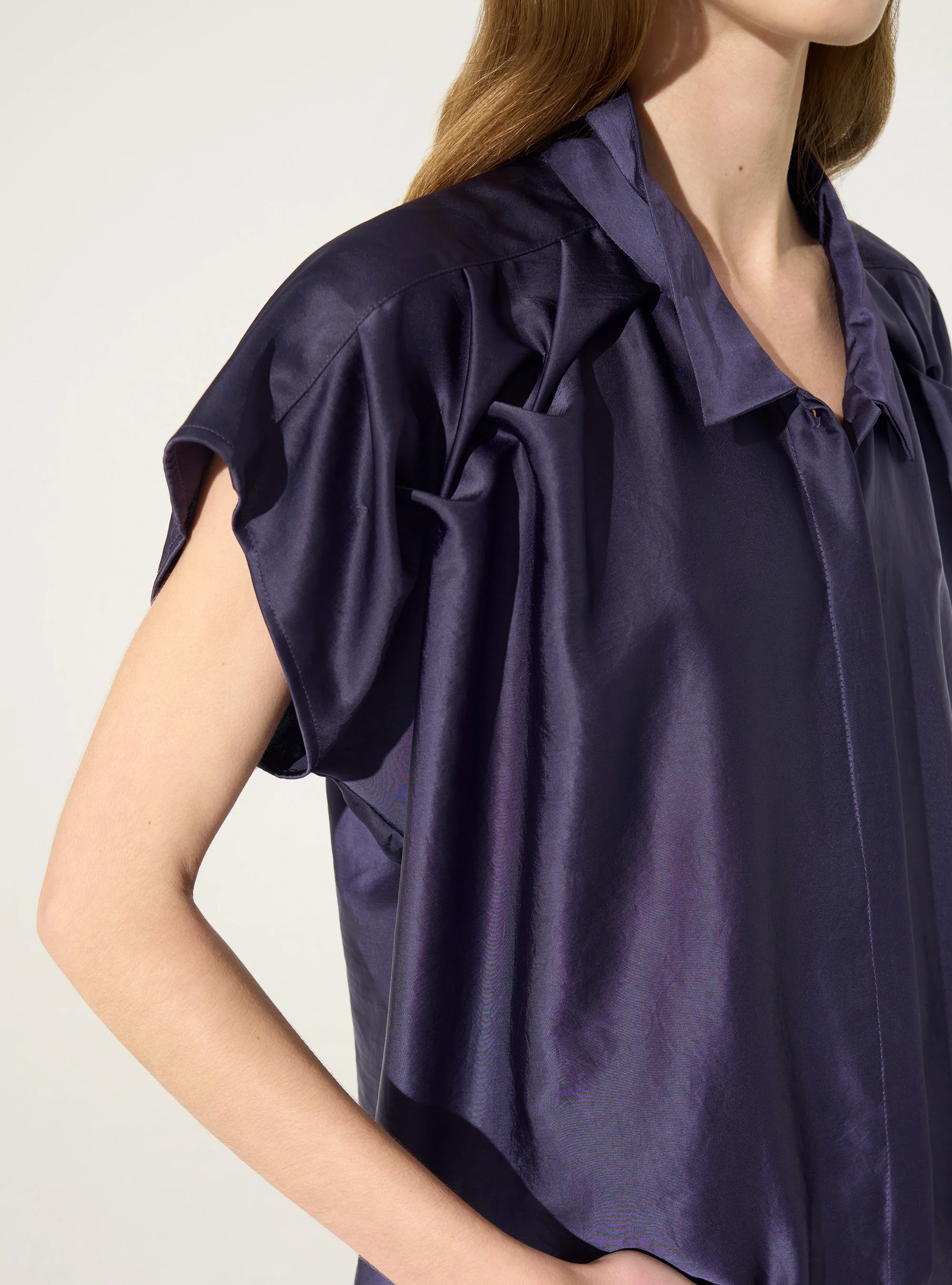 Chemise oversize plissée violet - Image 3