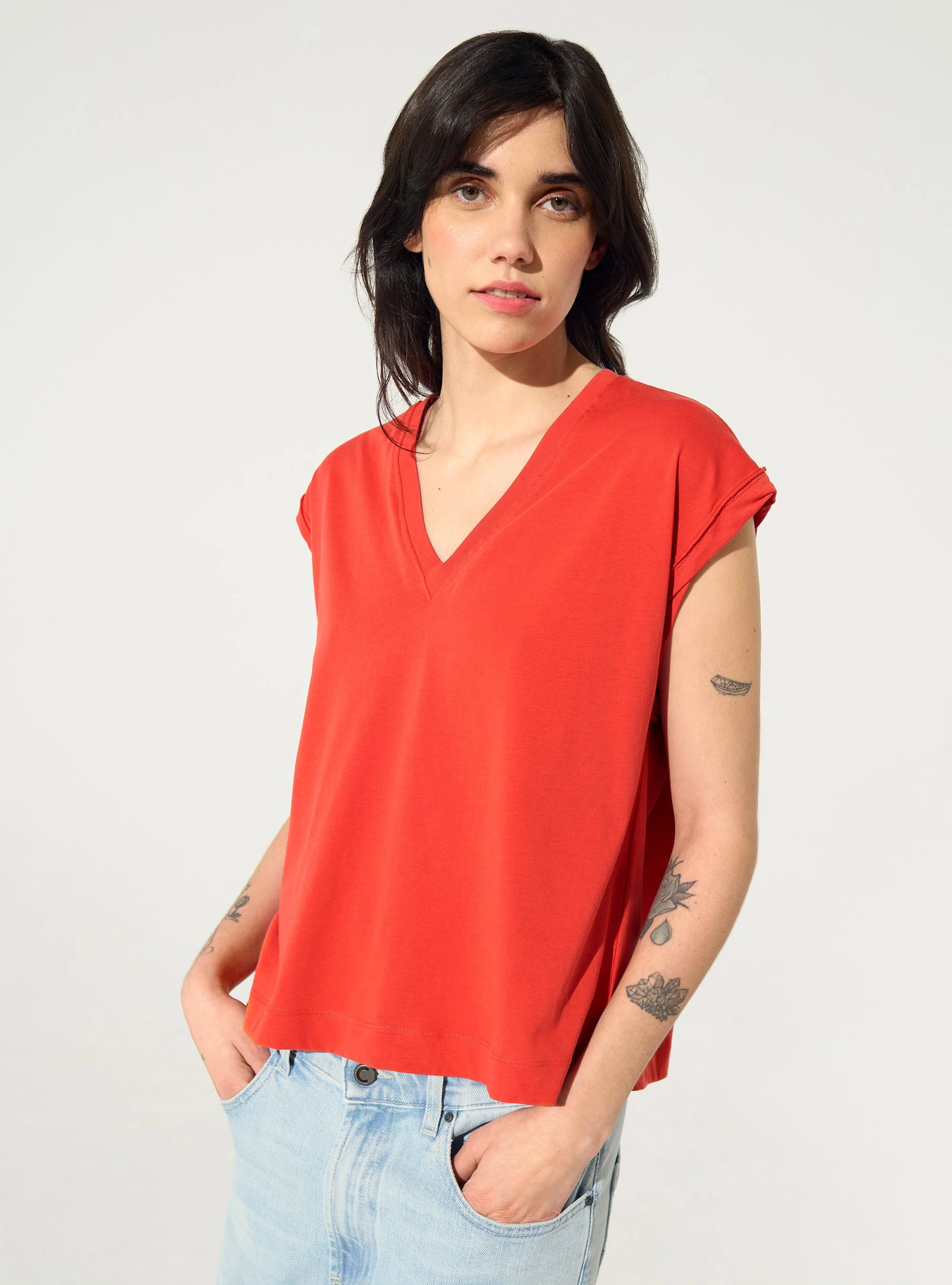 Débardeur en coton biologique rouge