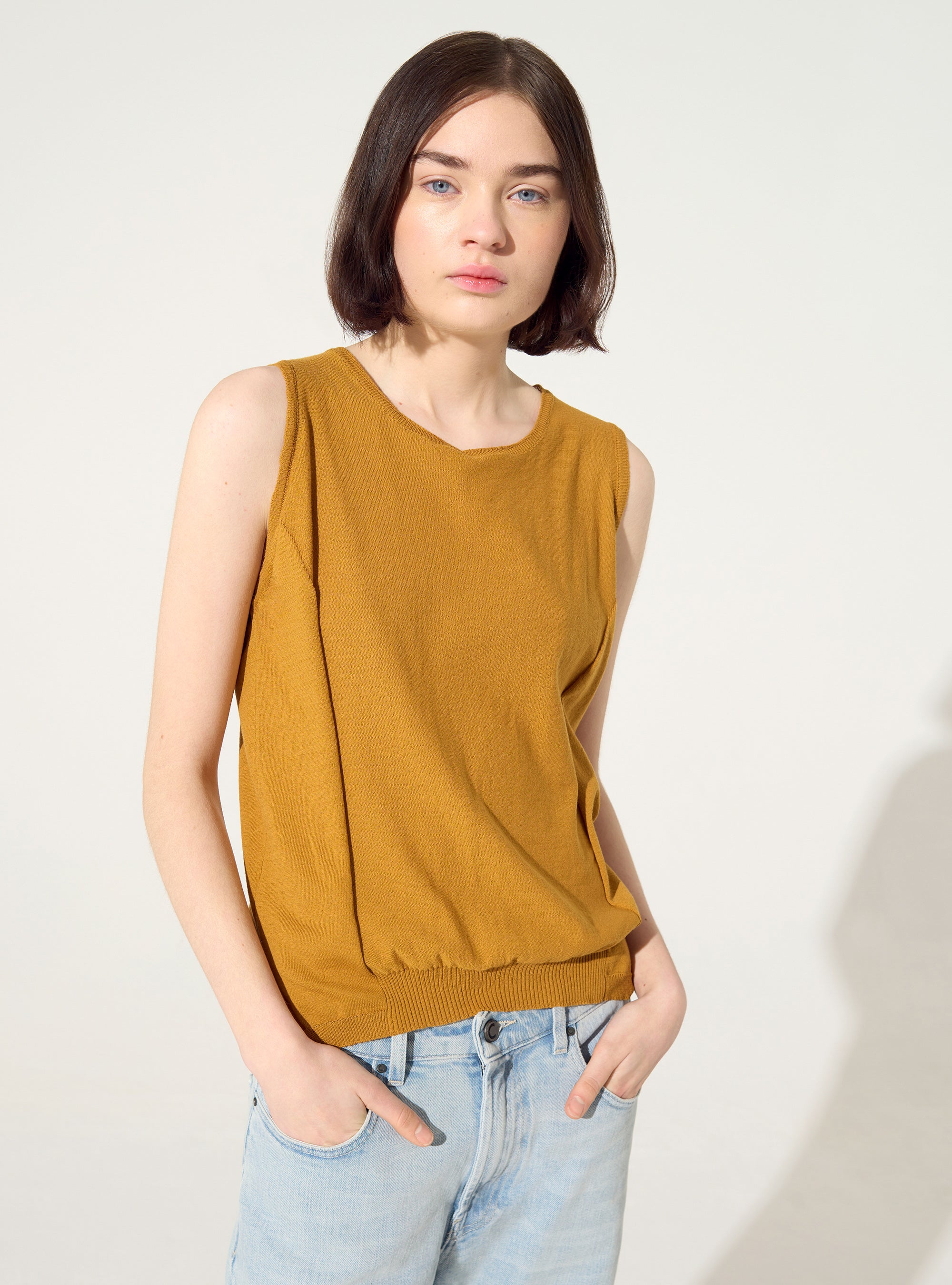 Débardeur en maille en coton marron - Image 2