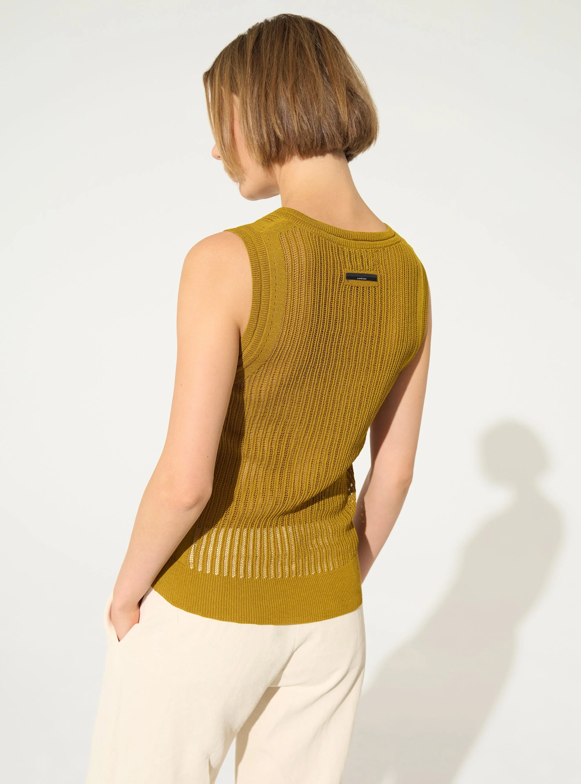 Débardeur en maille ocre jaune - Image 5