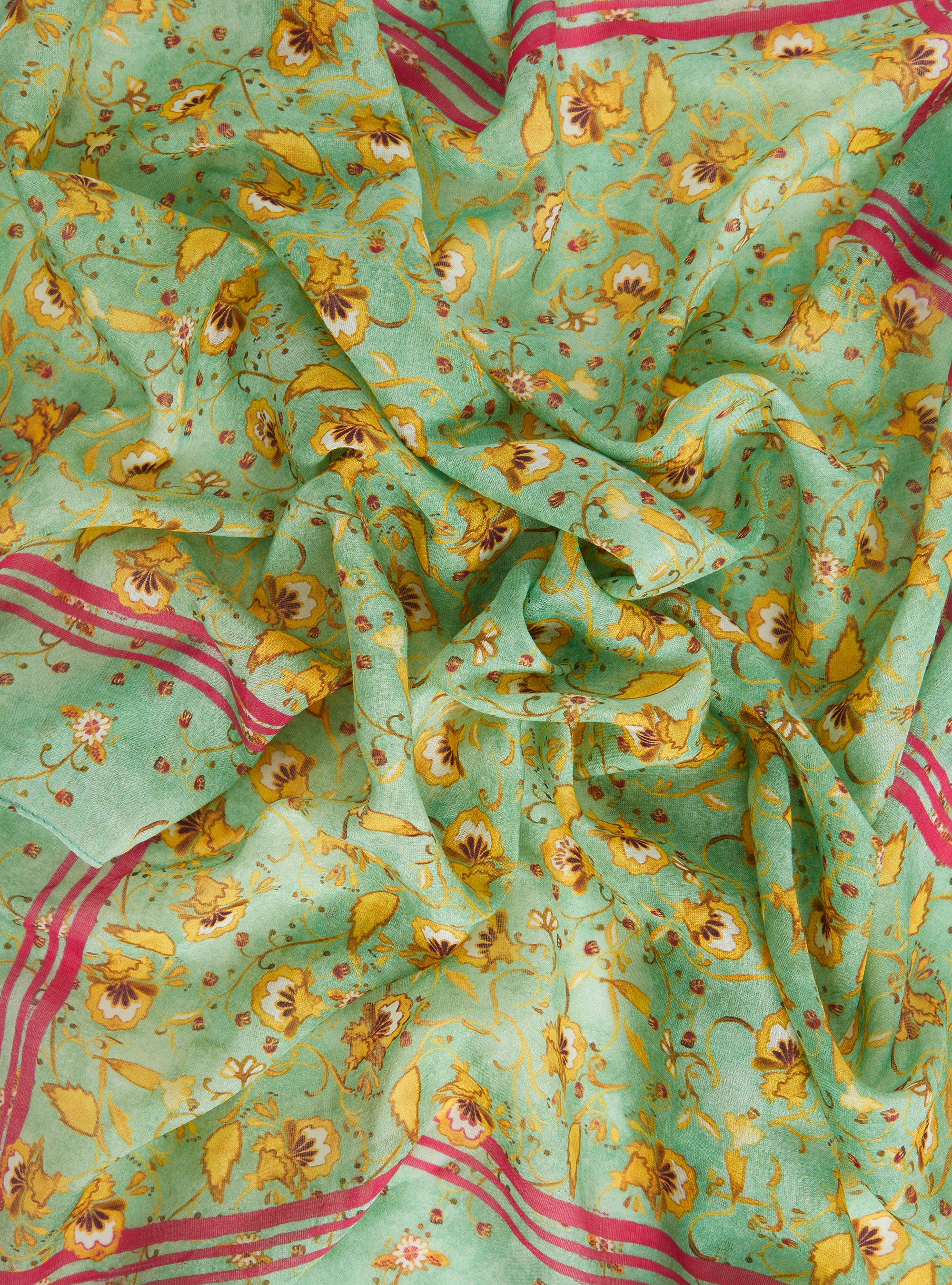 Foulard type bandana en coton et soie vert - Image 4