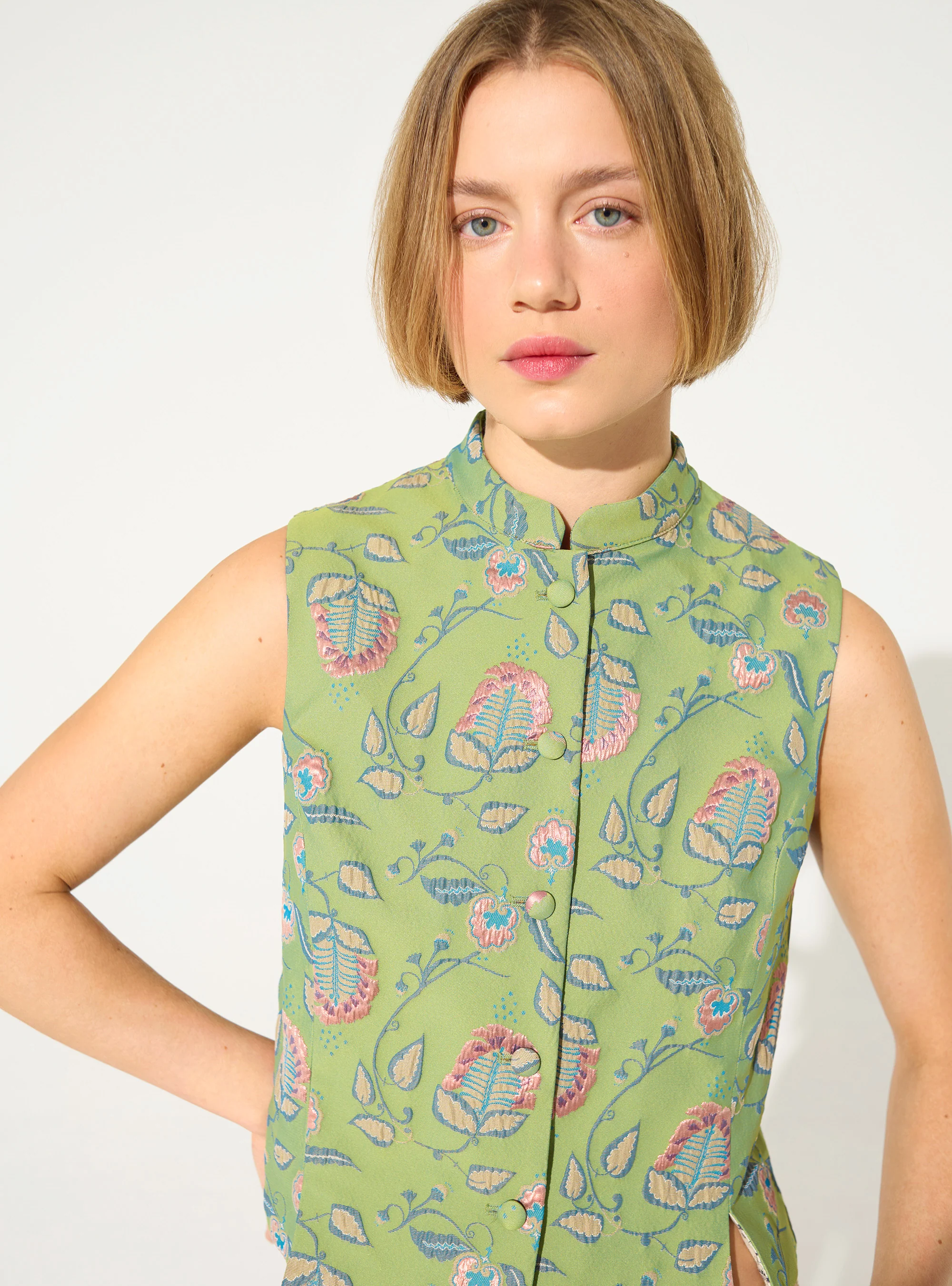 Gilet ajusté en jacquard vert - Image 3