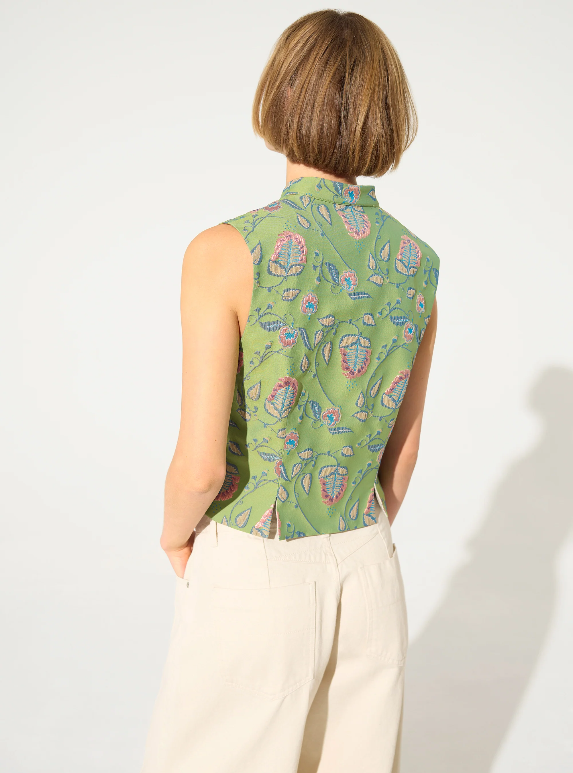 Gilet ajusté en jacquard vert - Image 5