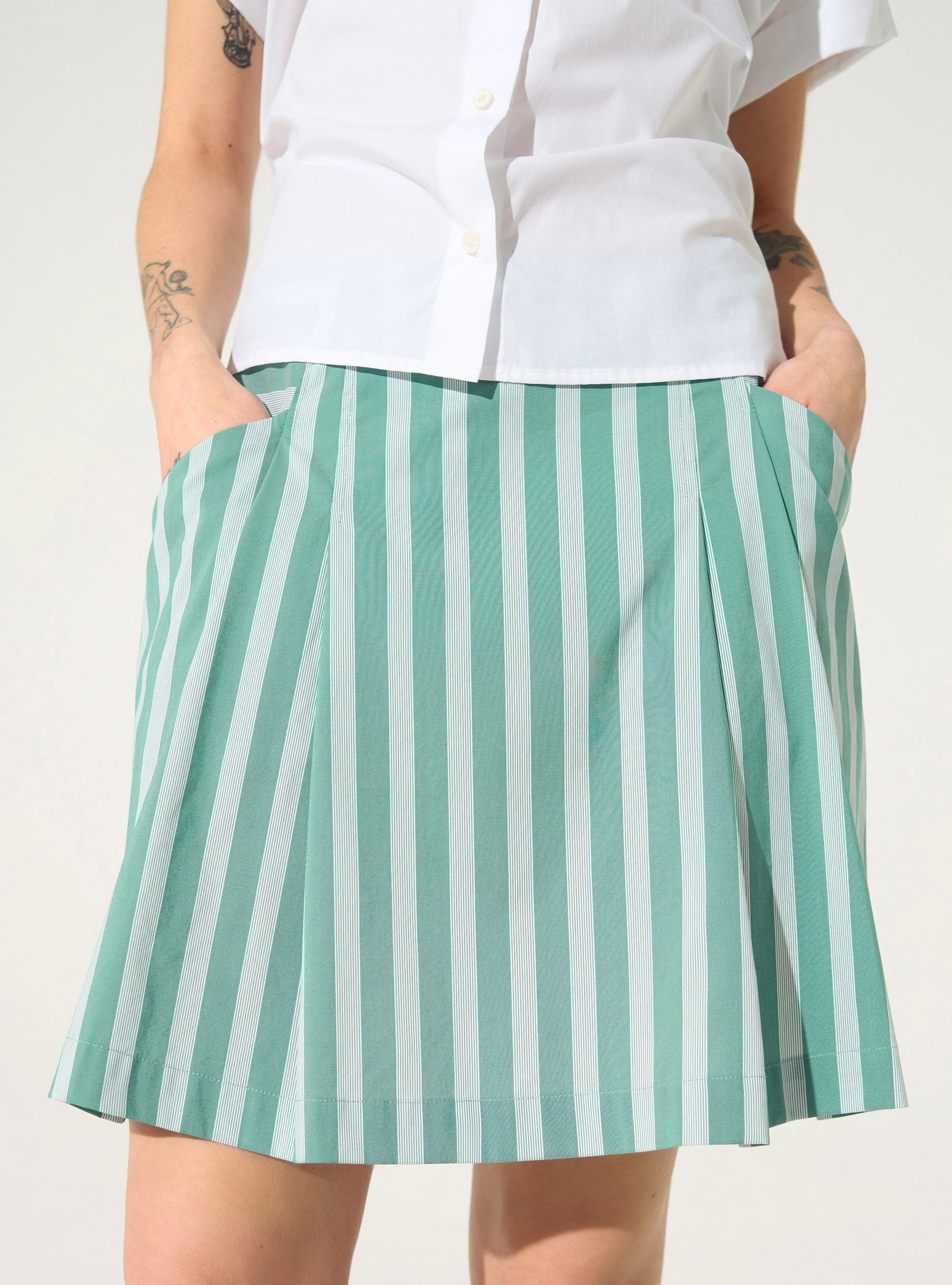 Jupe en coton vert upcyclée - Image 2