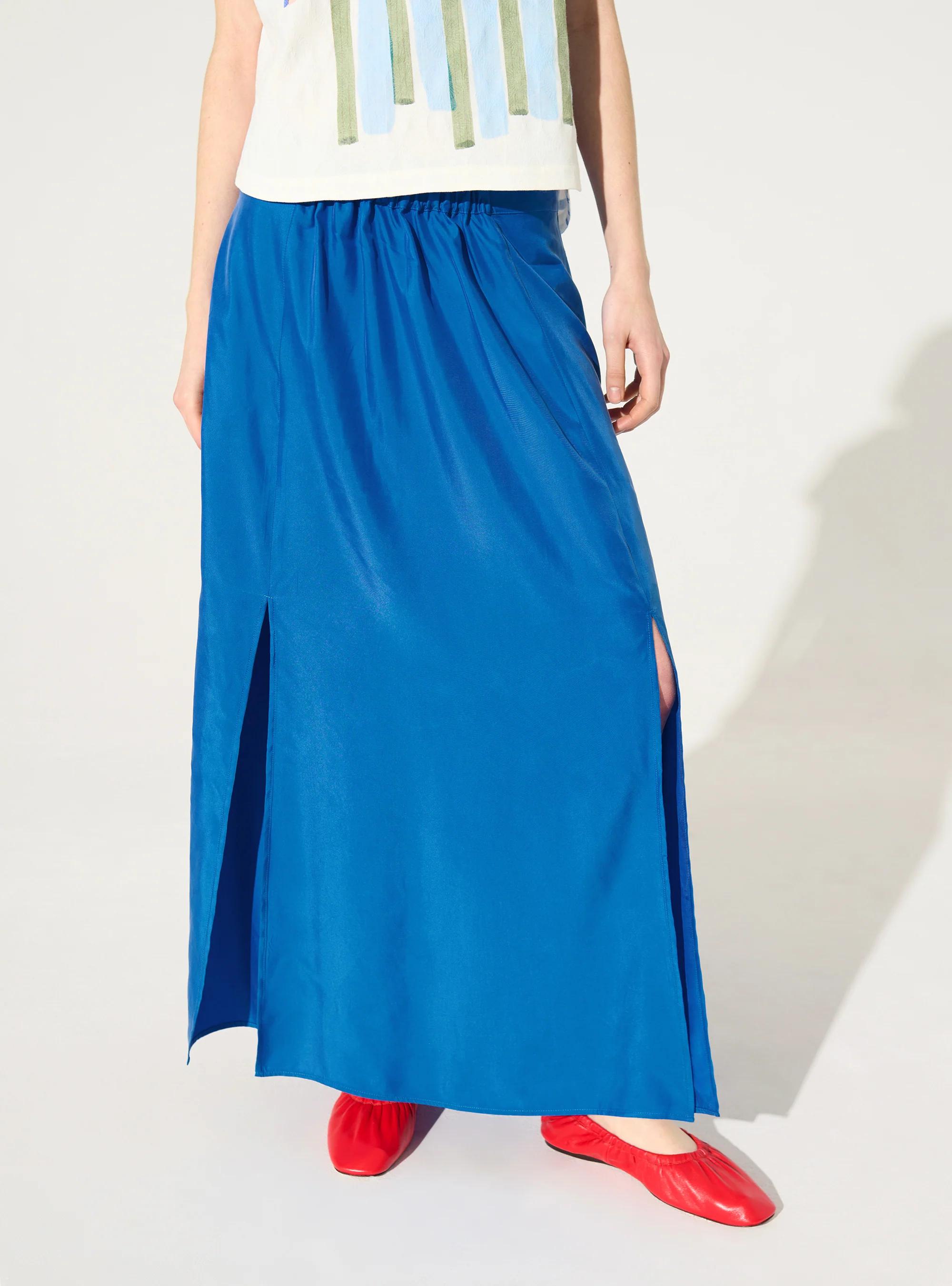 Jupe en cupro bleu - Image 2