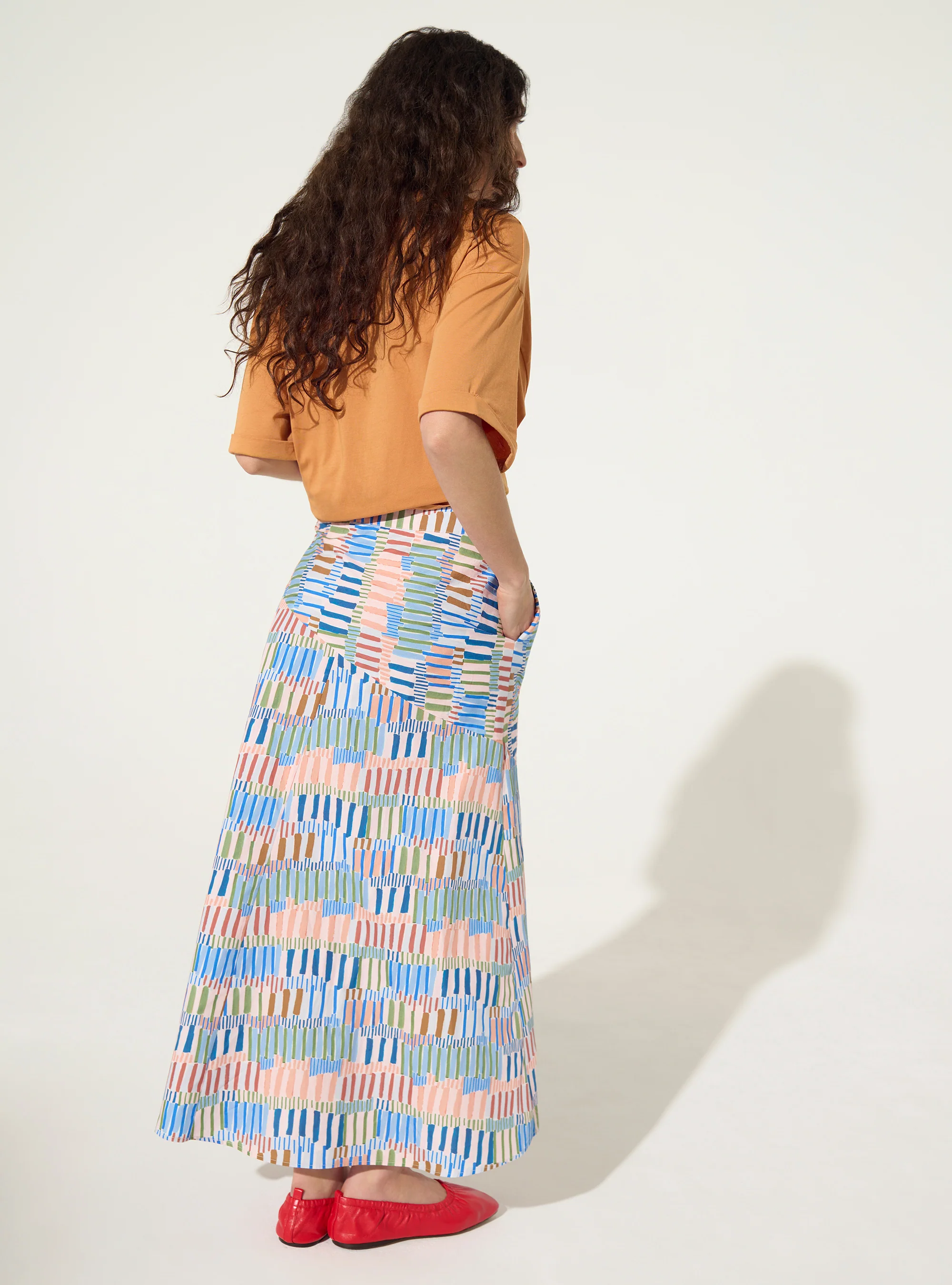 Jupe imprimée en coton bleu - Image 4