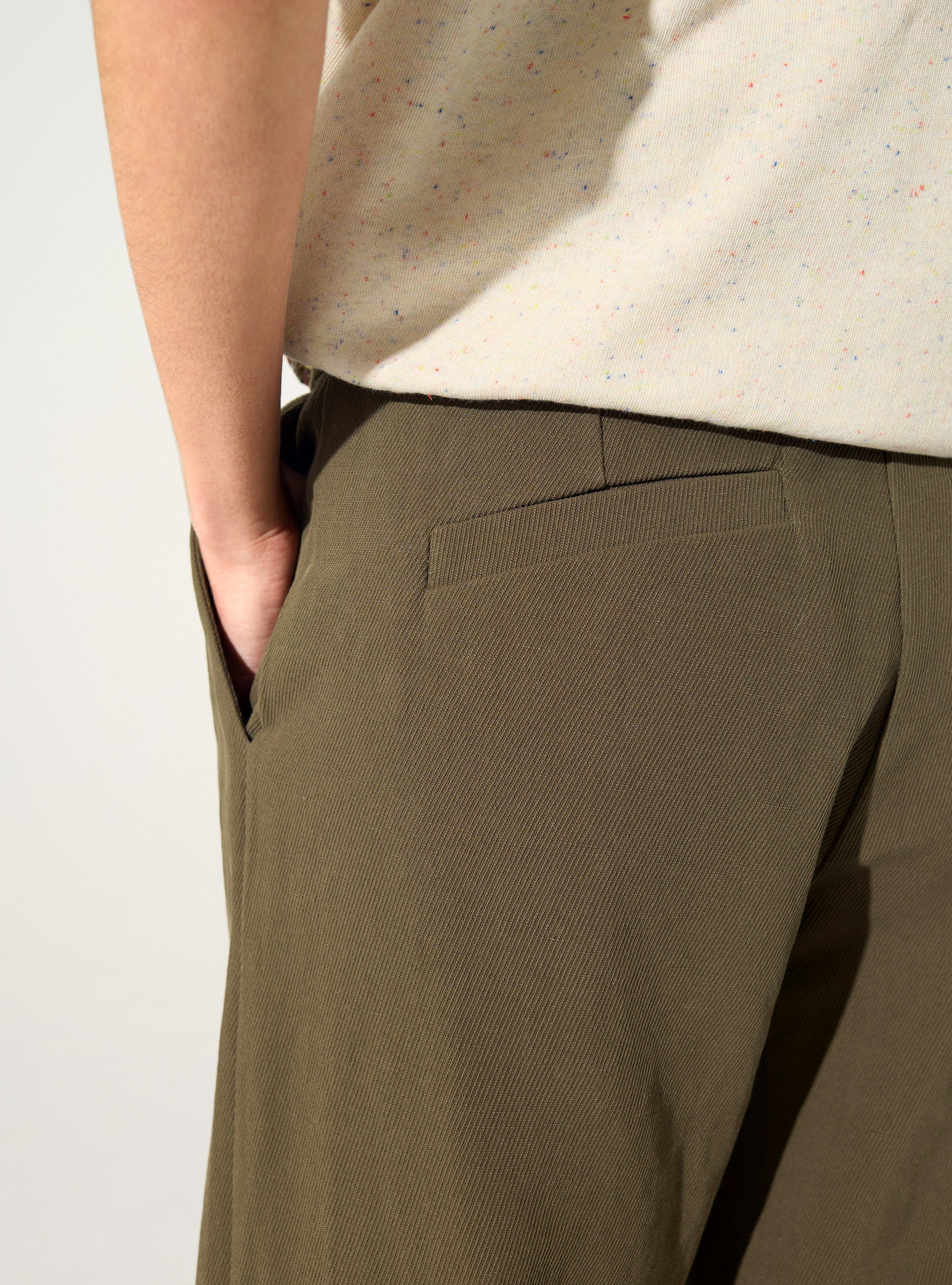 Pantalon en coton et lin vert - Image 3
