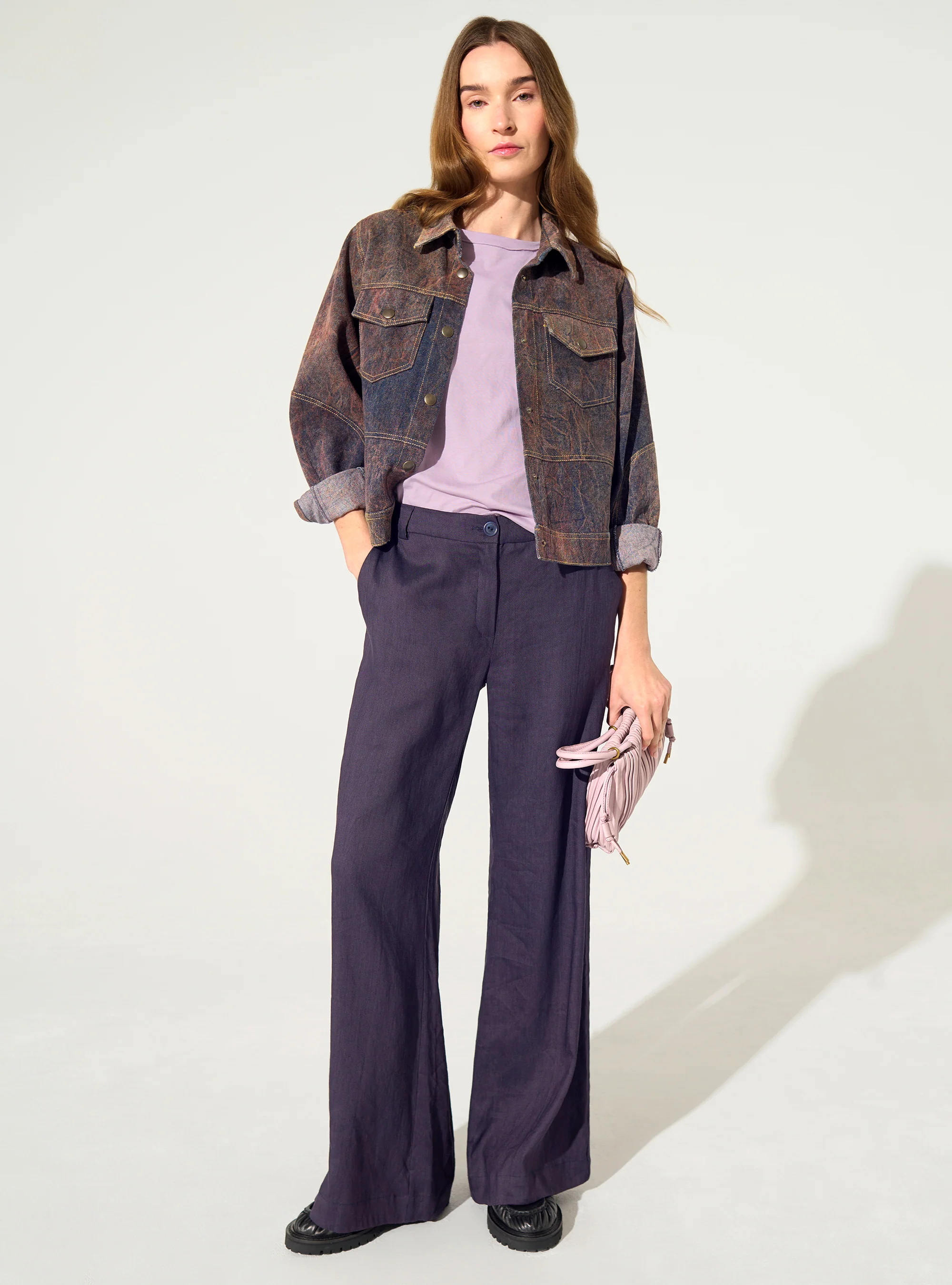 Pantalon en lin violet