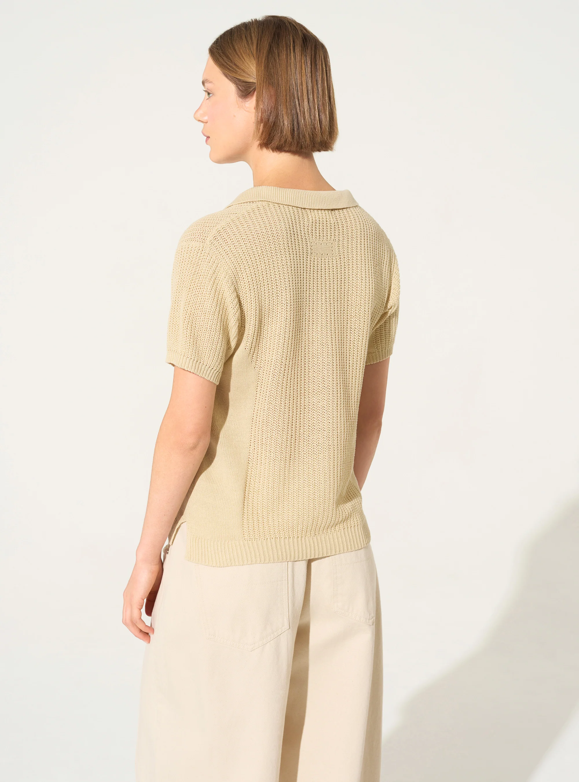 Polo en coton et lin écru - Image 4