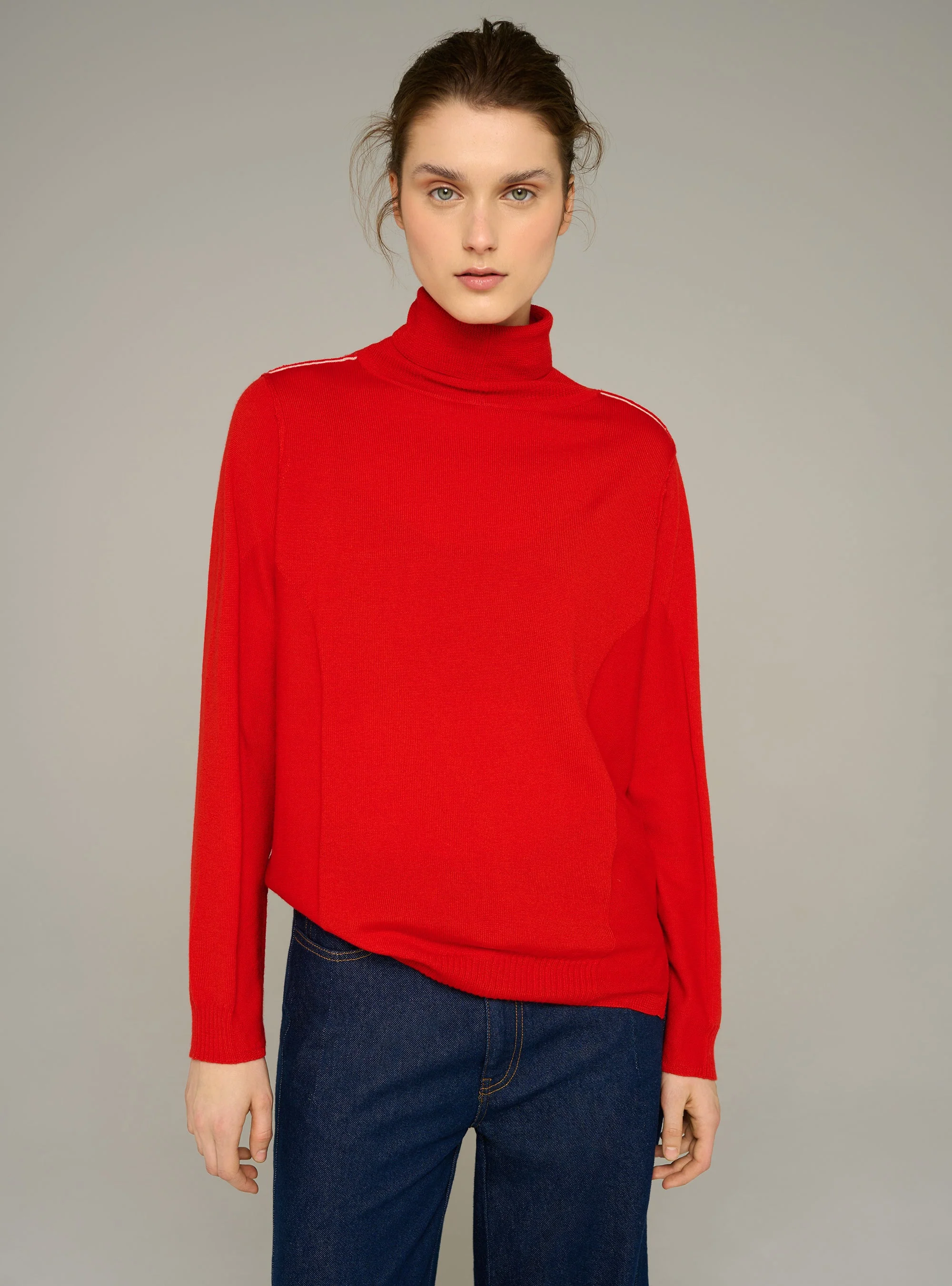 Pull col roulé maille fine en laine - Image 2