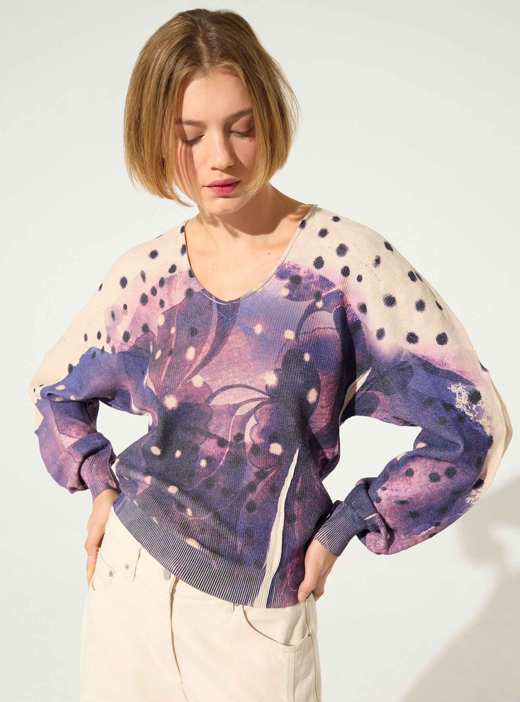 Pull col v sublimé violet - Image 3