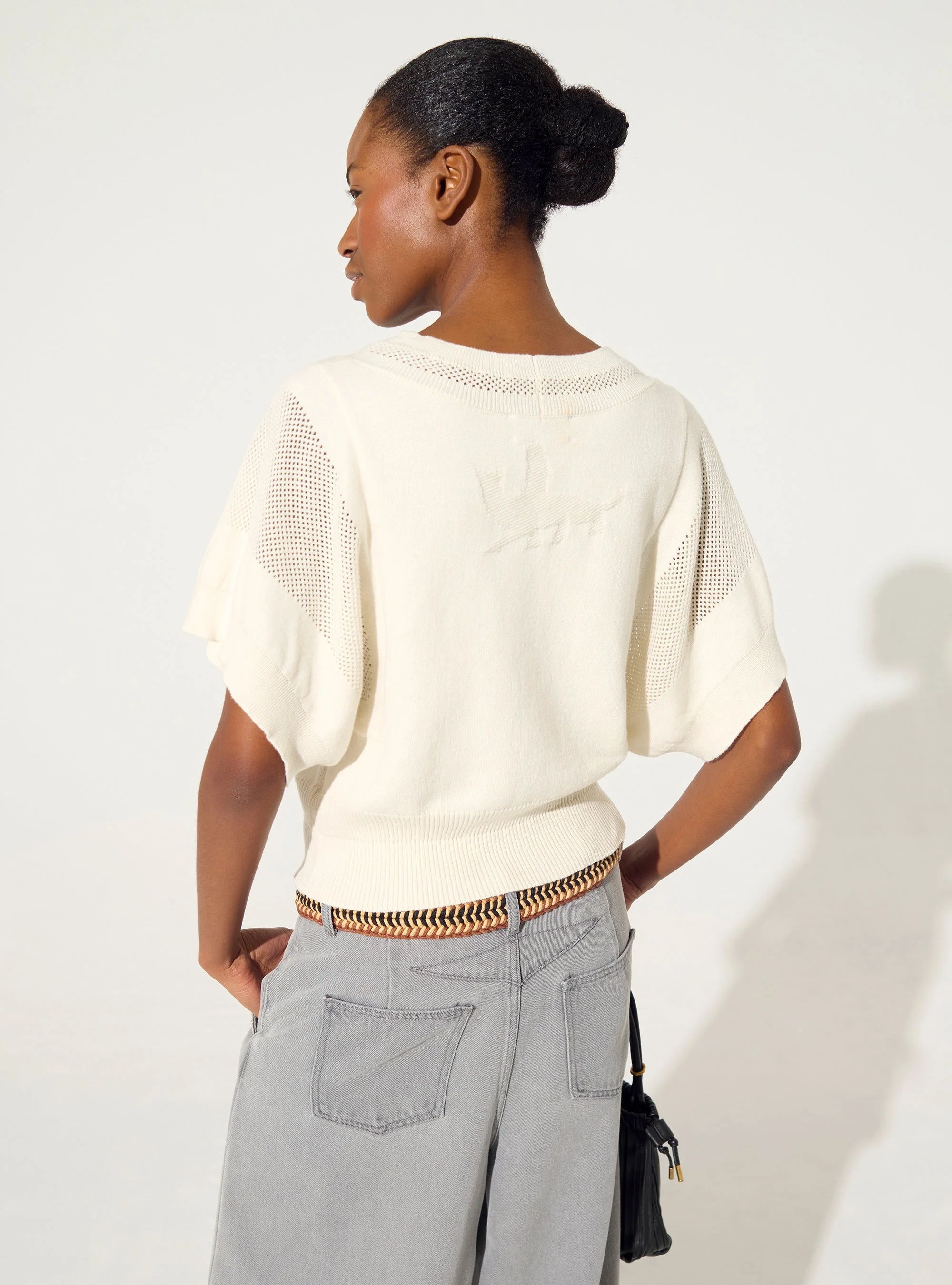 Pull en coton et cachemire écru - Image 3