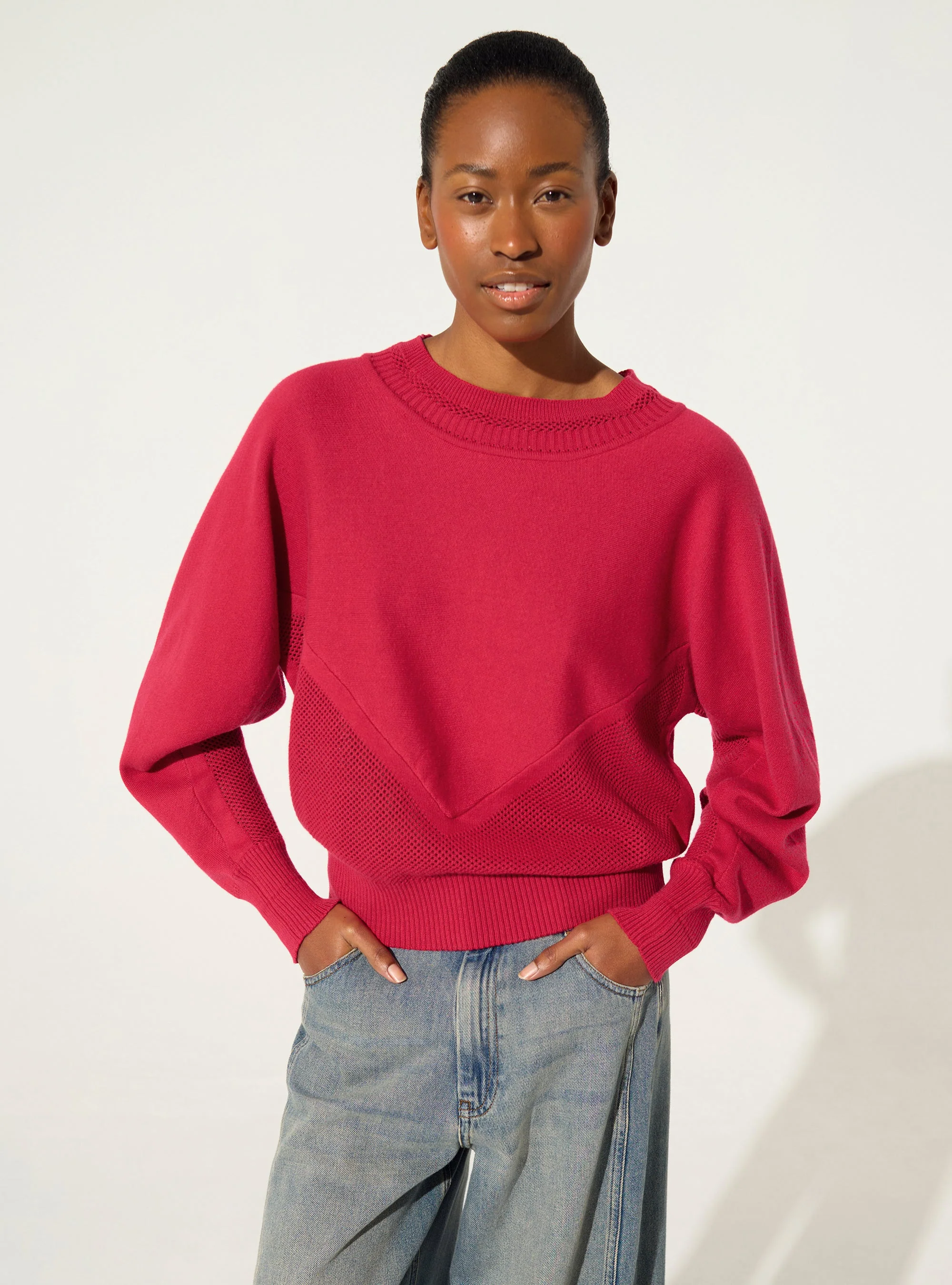 Pull en coton et cachemire rose