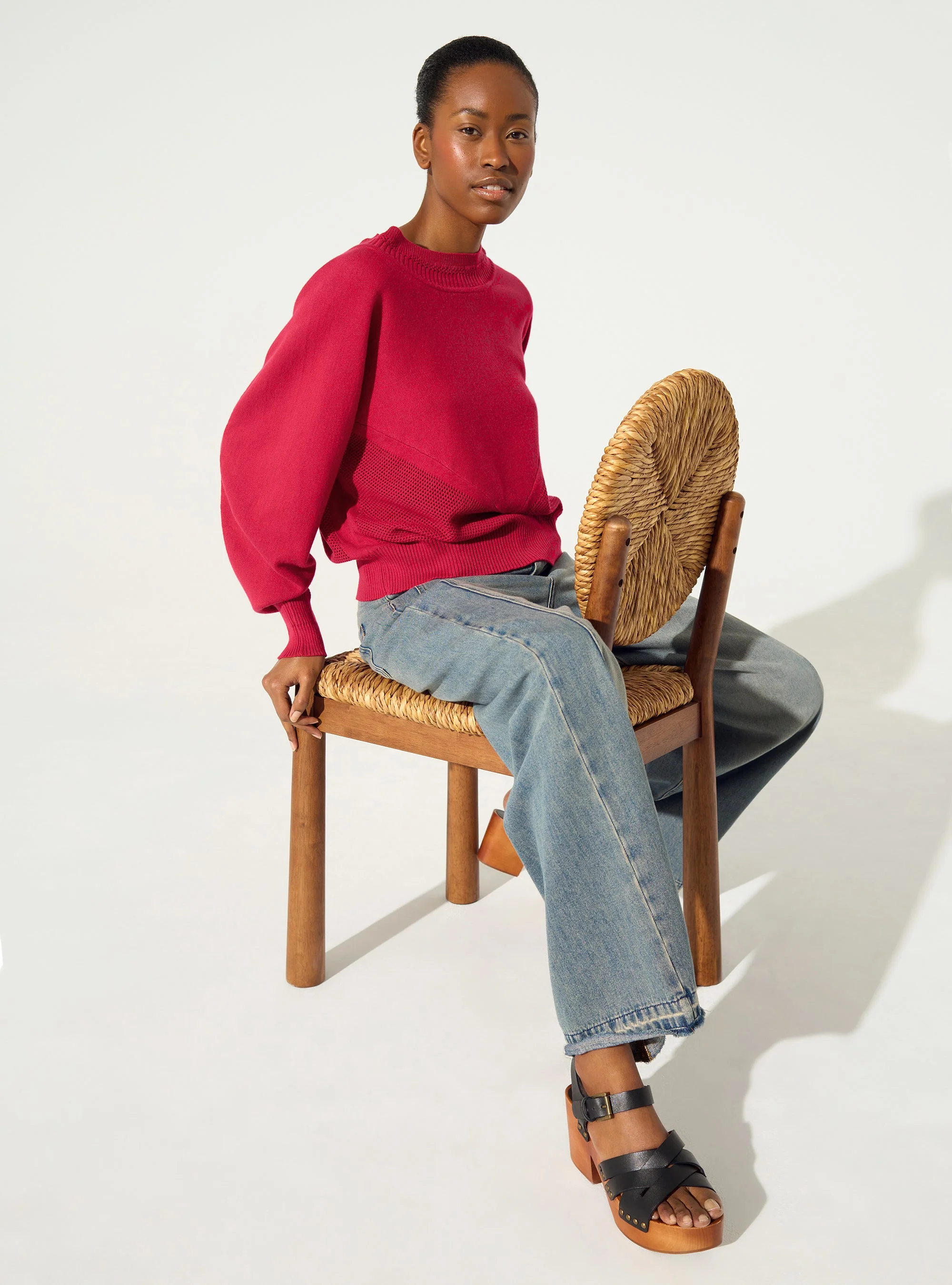 Pull en coton et cachemire rose - Image 2