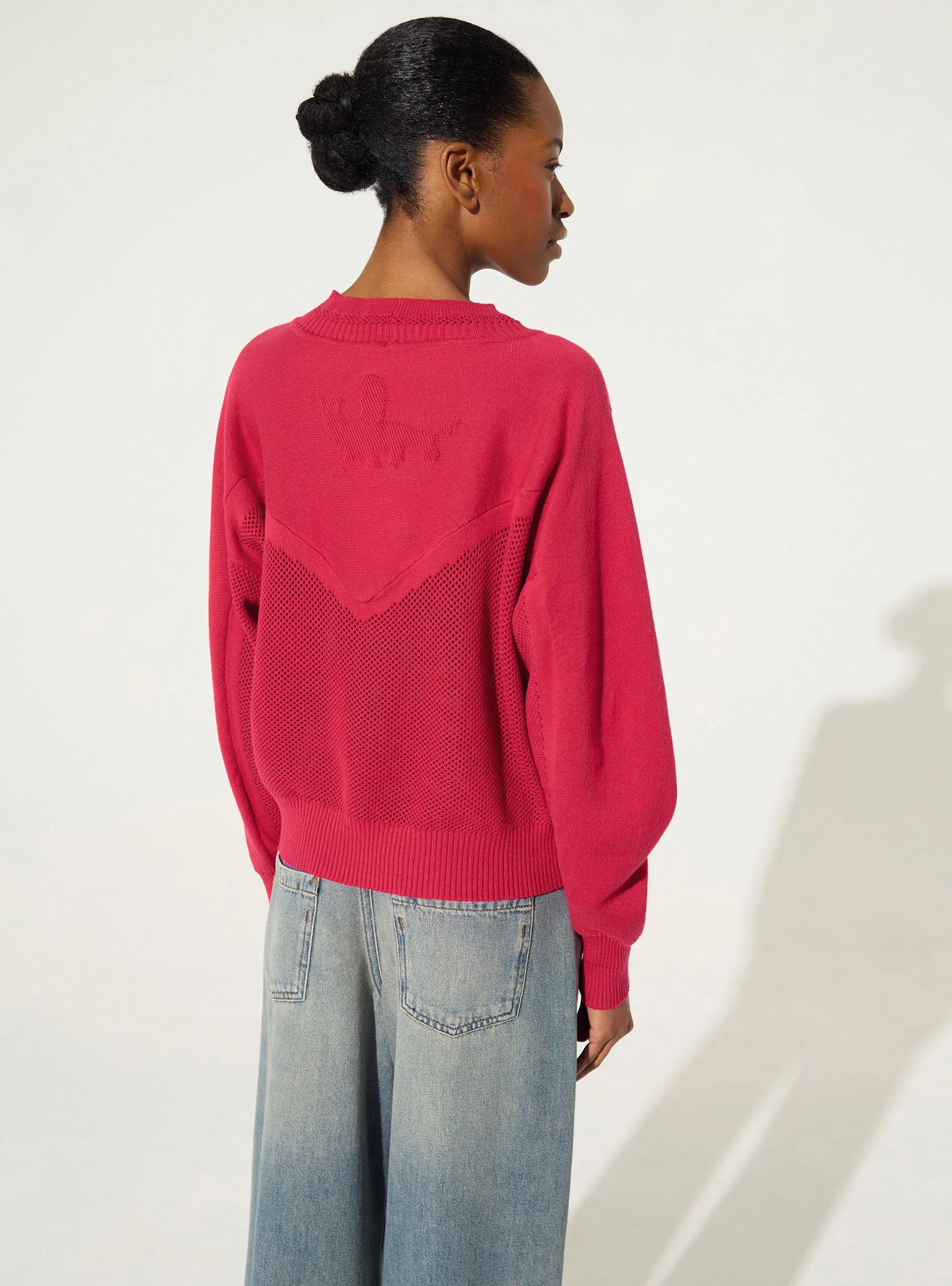Pull en coton et cachemire rose - Image 4
