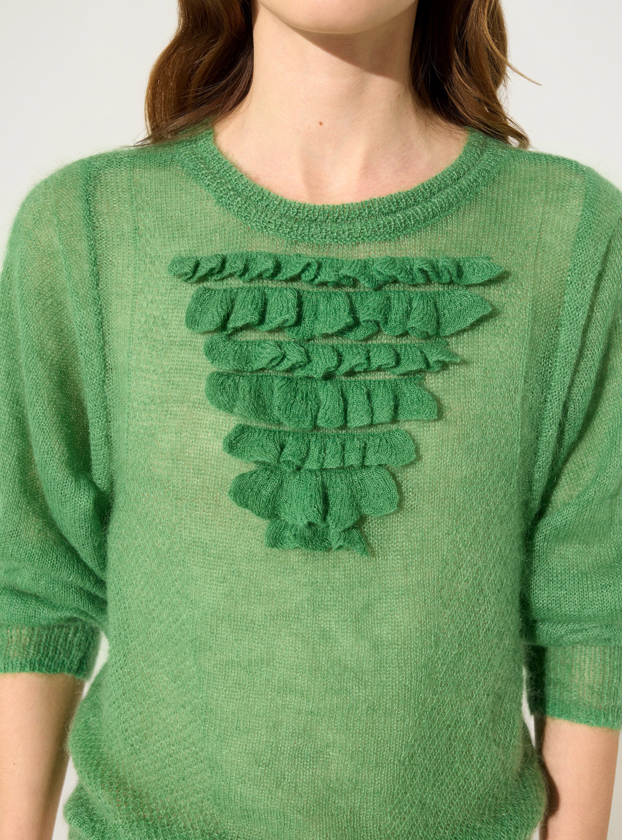 Pull en mohair et laine vert - Image 3