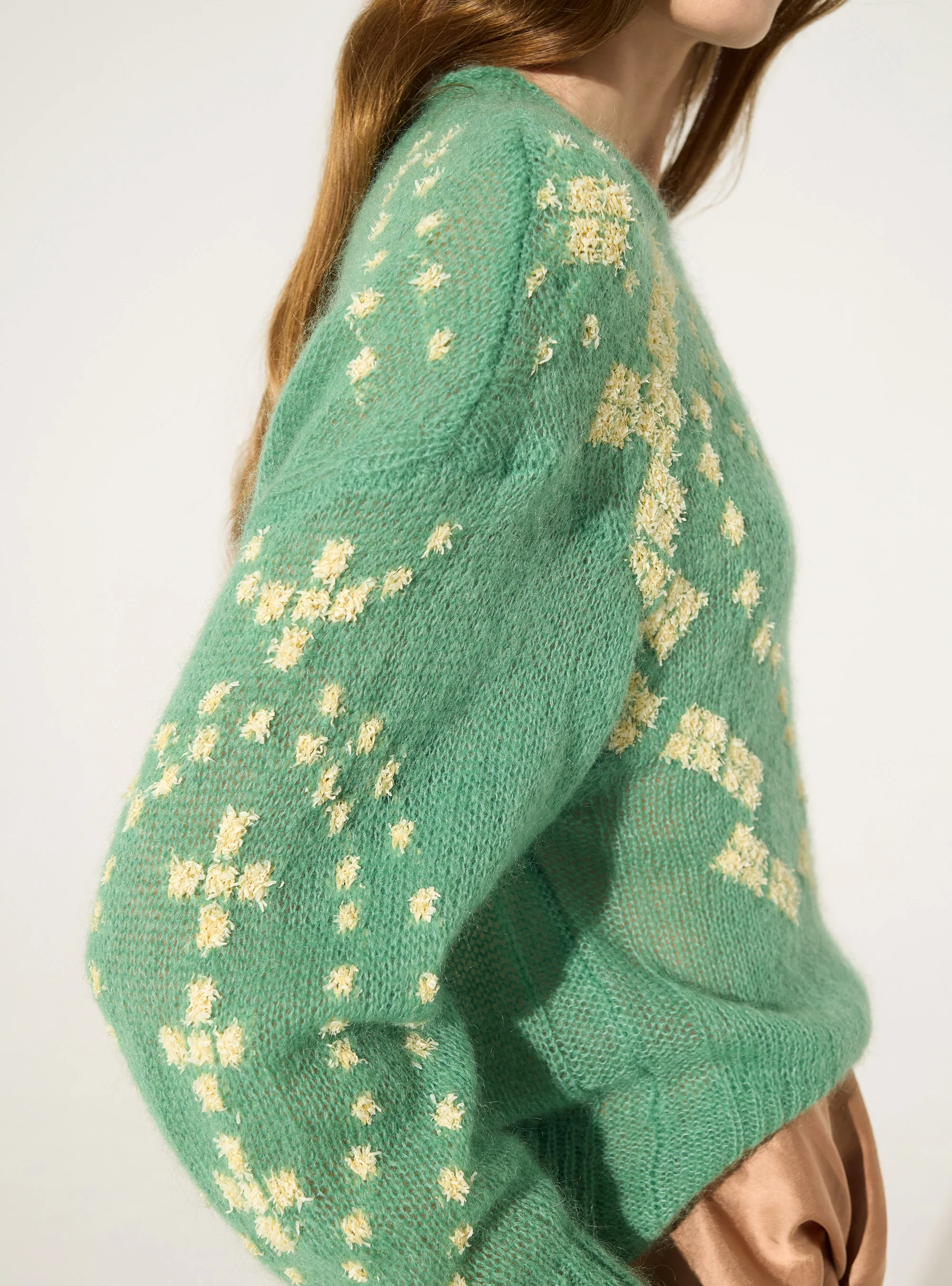 Pull en relief, laine et mohair vert - Image 5