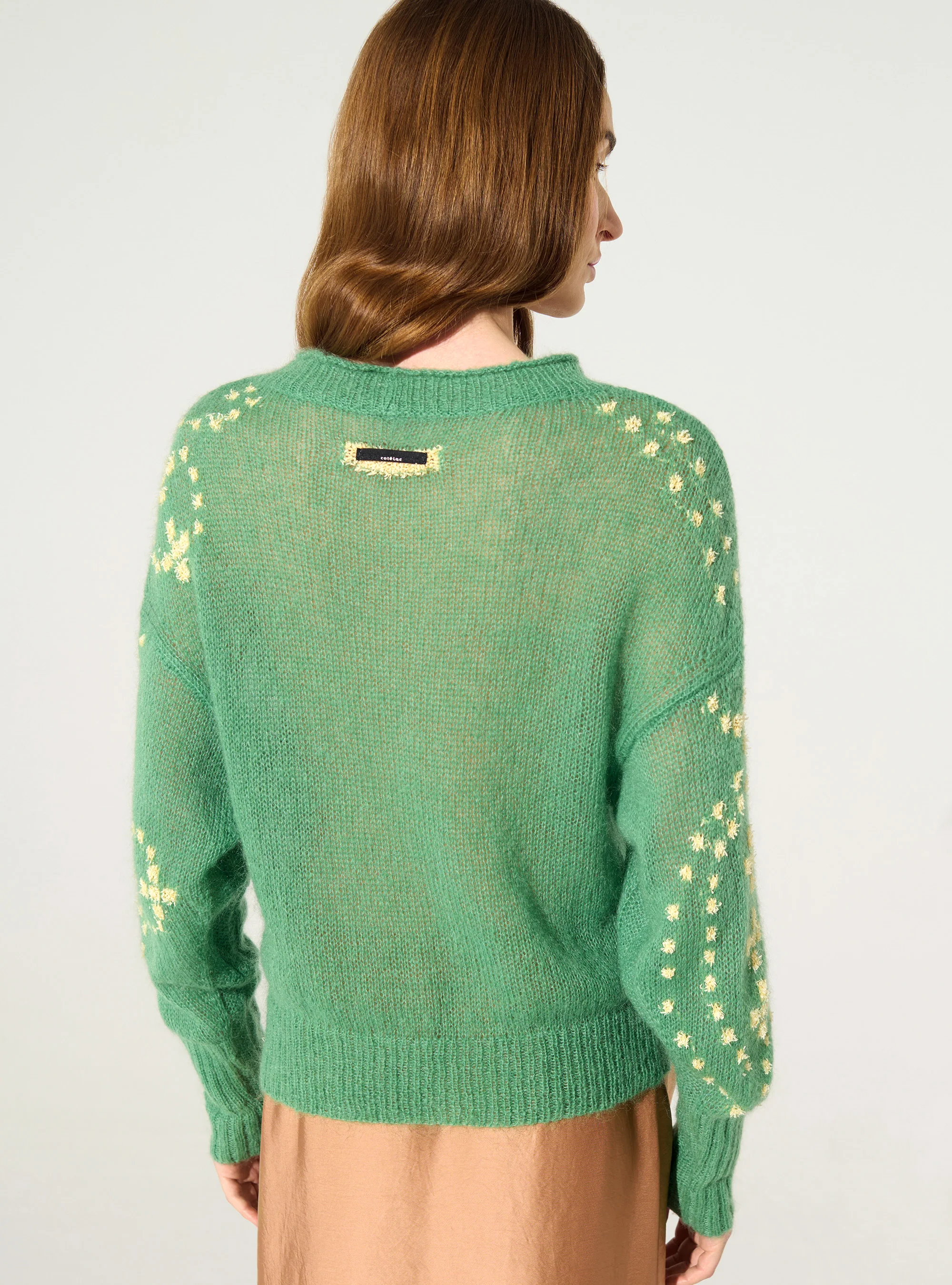 Pull en relief, laine et mohair vert - Image 6