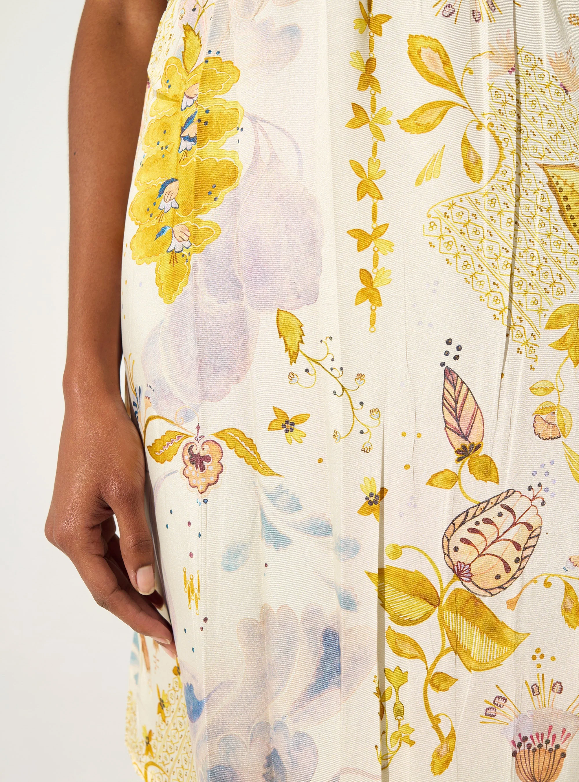 Robe ajustée plissée imprimée blanc - Image 3