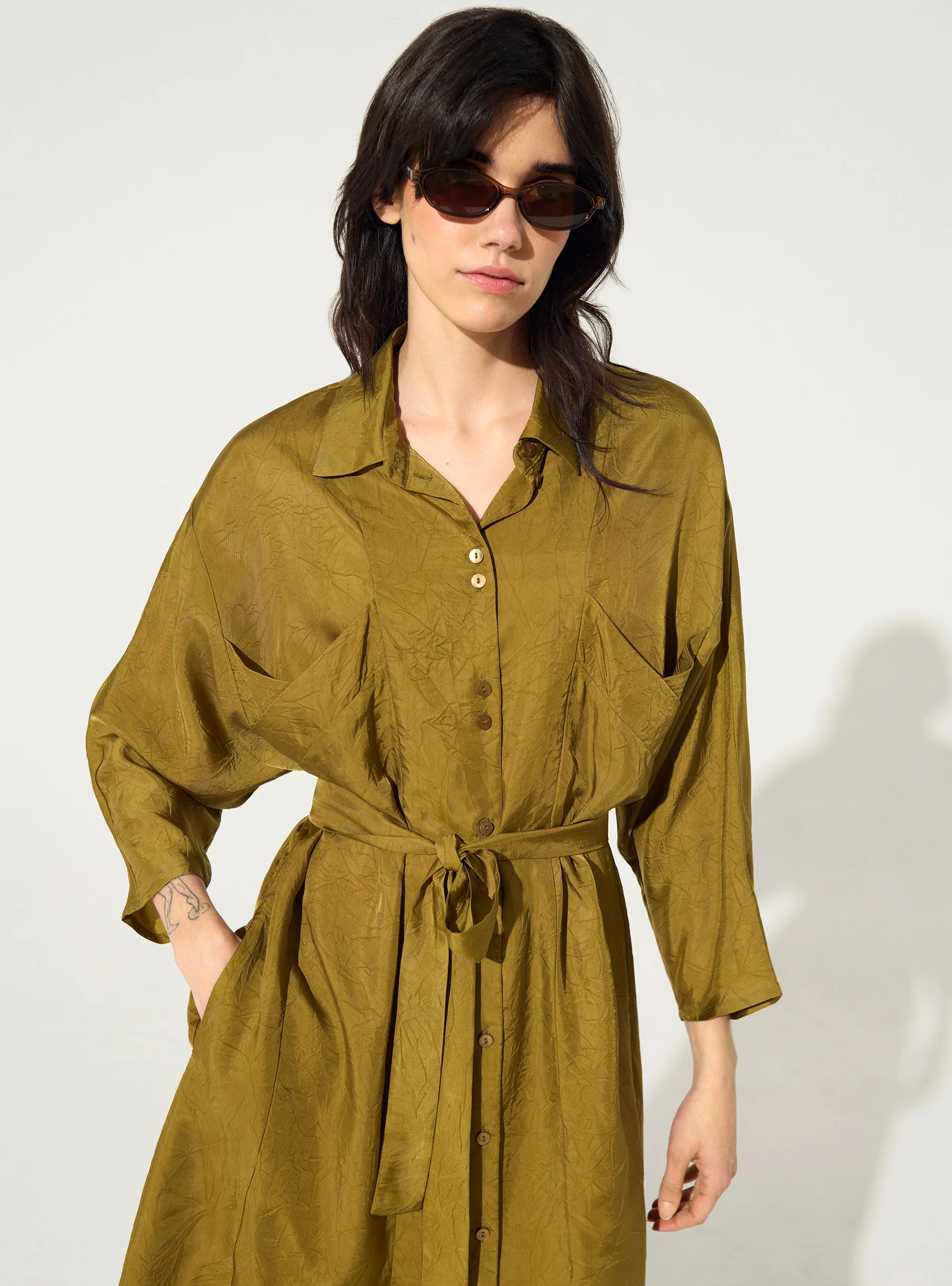 Robe ample en cupro bronze - Image 3