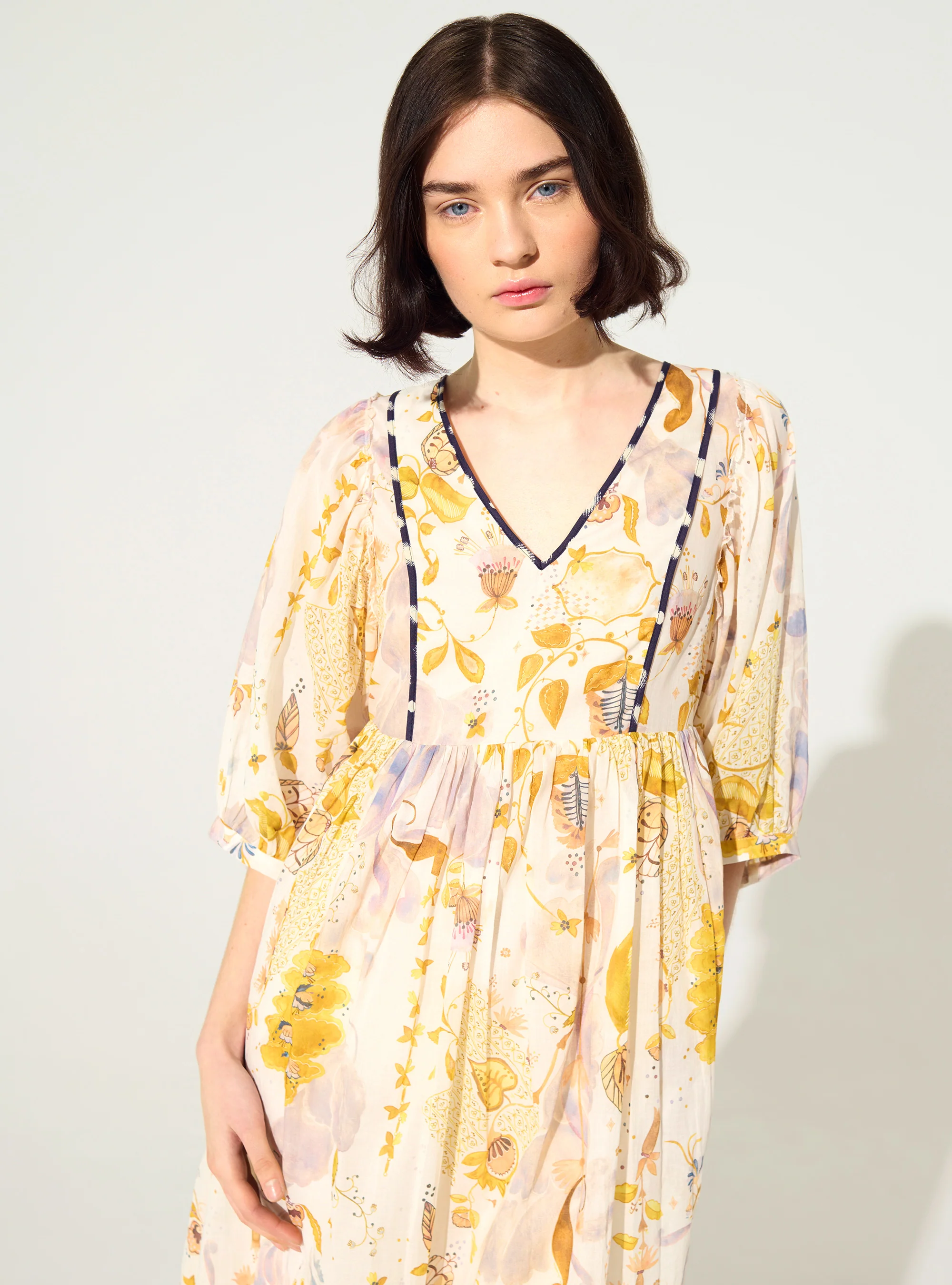 Robe ample imprimée en coton blanc - Image 4
