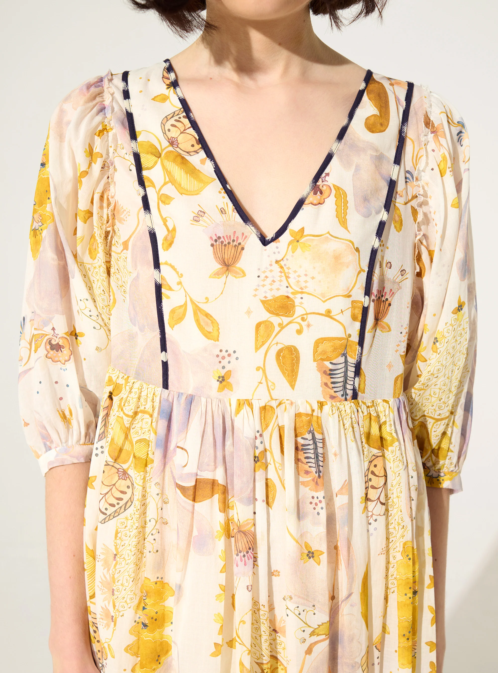 Robe ample imprimée en coton blanc - Image 5