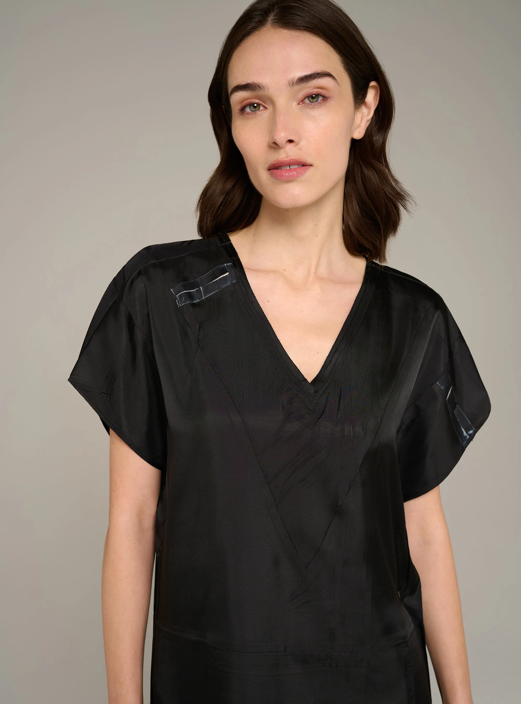 Robe longue col V manches courtes - Image 3