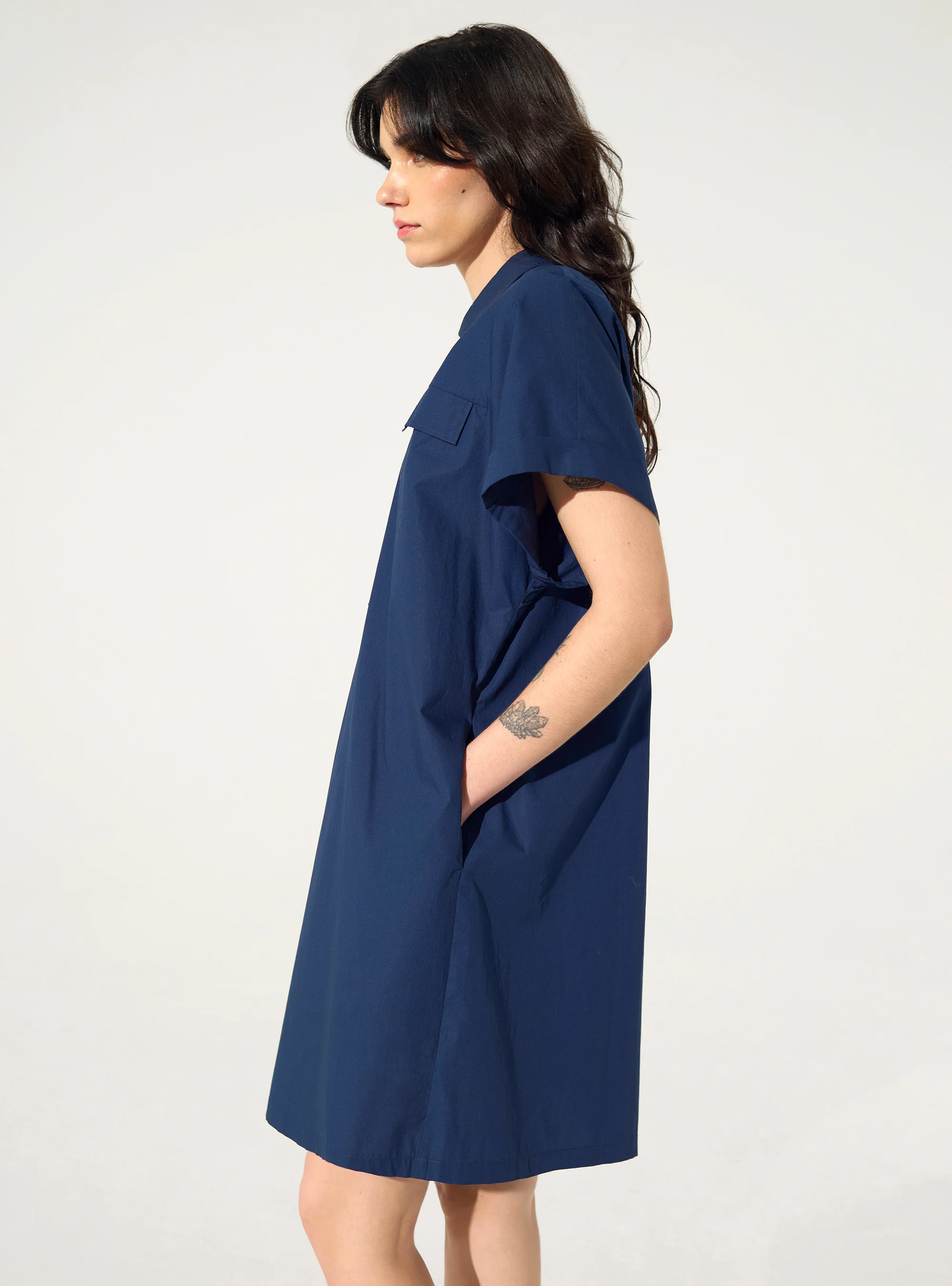 Robe oversize en coton biologique bleu - Image 3