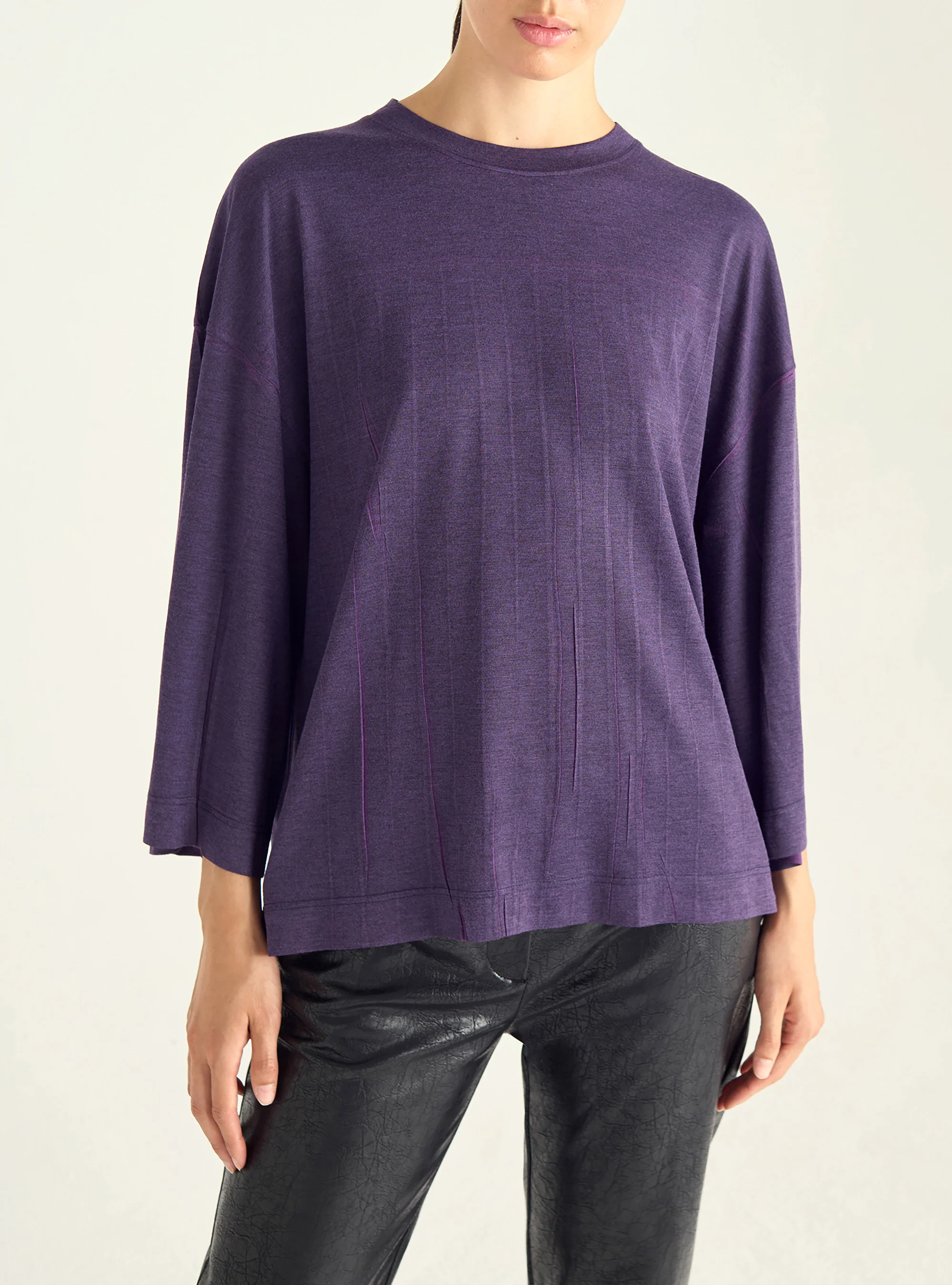 T-shirt oversize plissé violet - Image 3