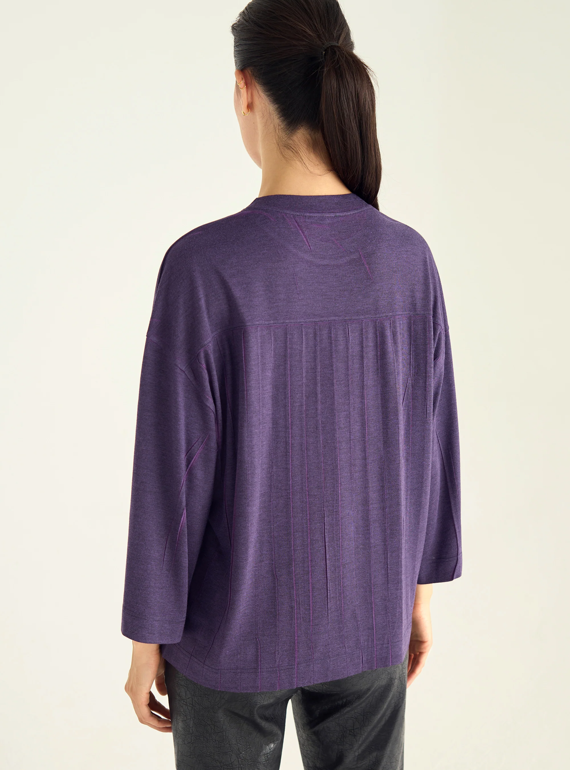 T-shirt oversize plissé violet - Image 5